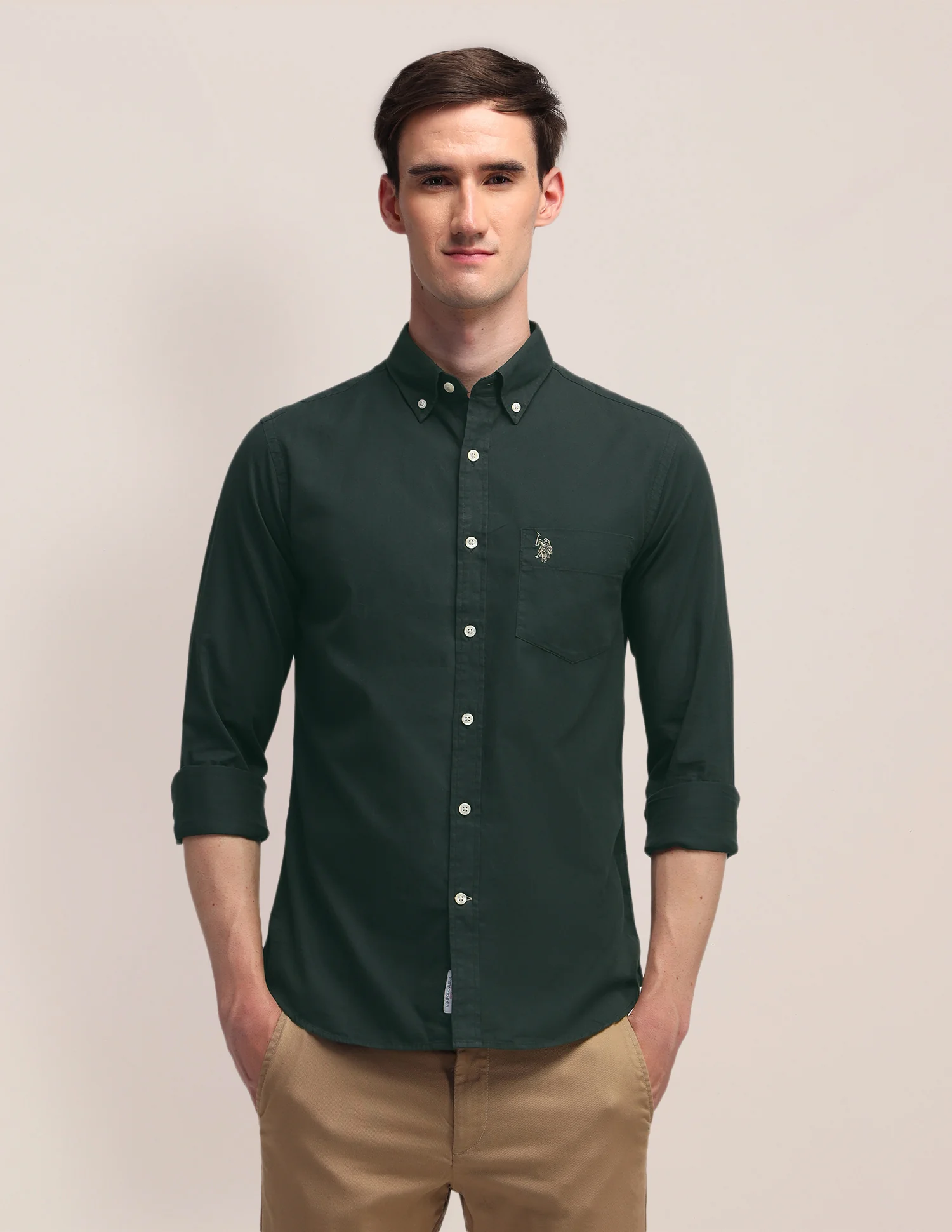 Solid Tailored Fit Shirt - Image 6