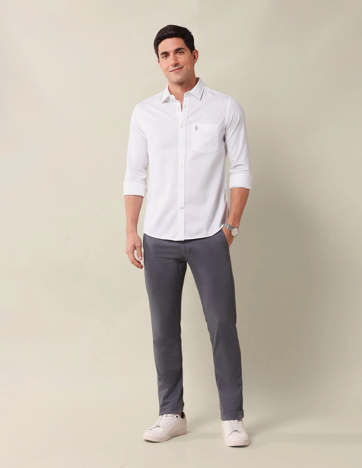Solid Tailored Fit Shirt - Image 3