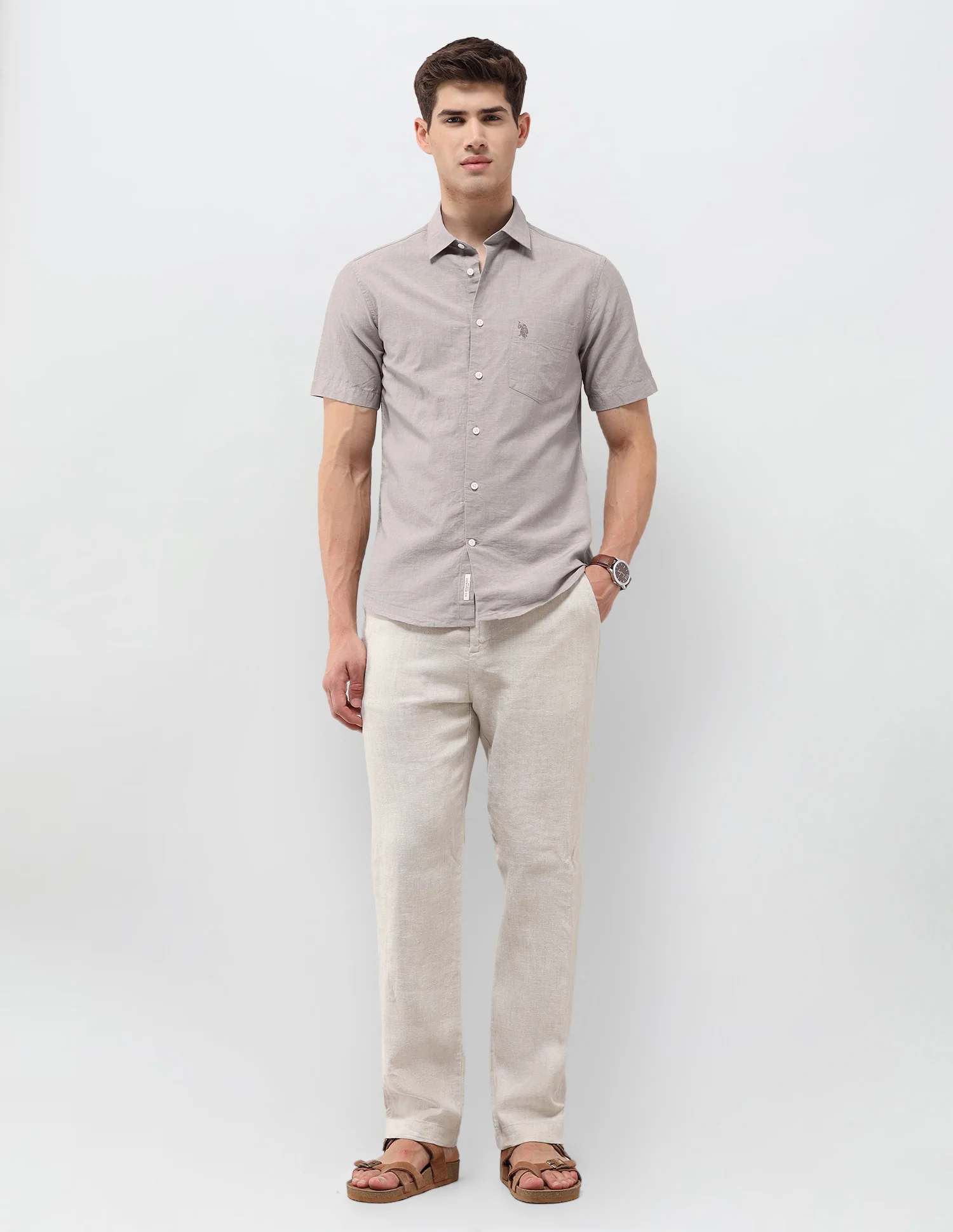 Solid Tailored Fit Shirt - Image 3