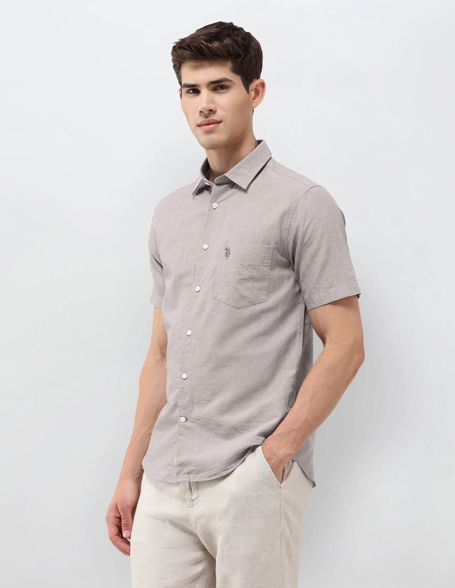 Solid Tailored Fit Shirt - Image 4