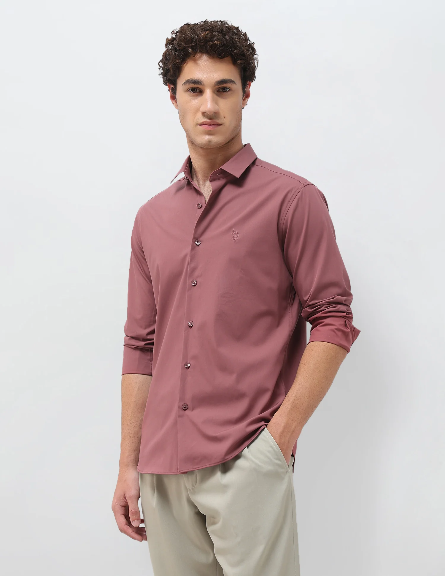 Solid Tailored Fit Shirt - Image 4
