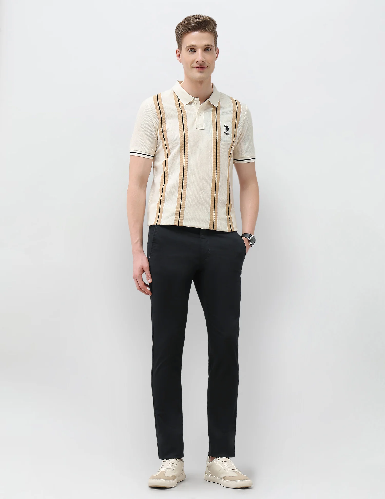 Solid Twill Denver Slim Fit Trousers - Image 3