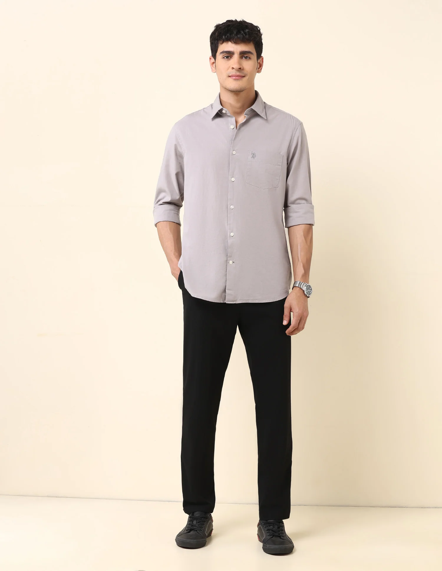 Solid Twill Tailored Fit Shirt - Image 3