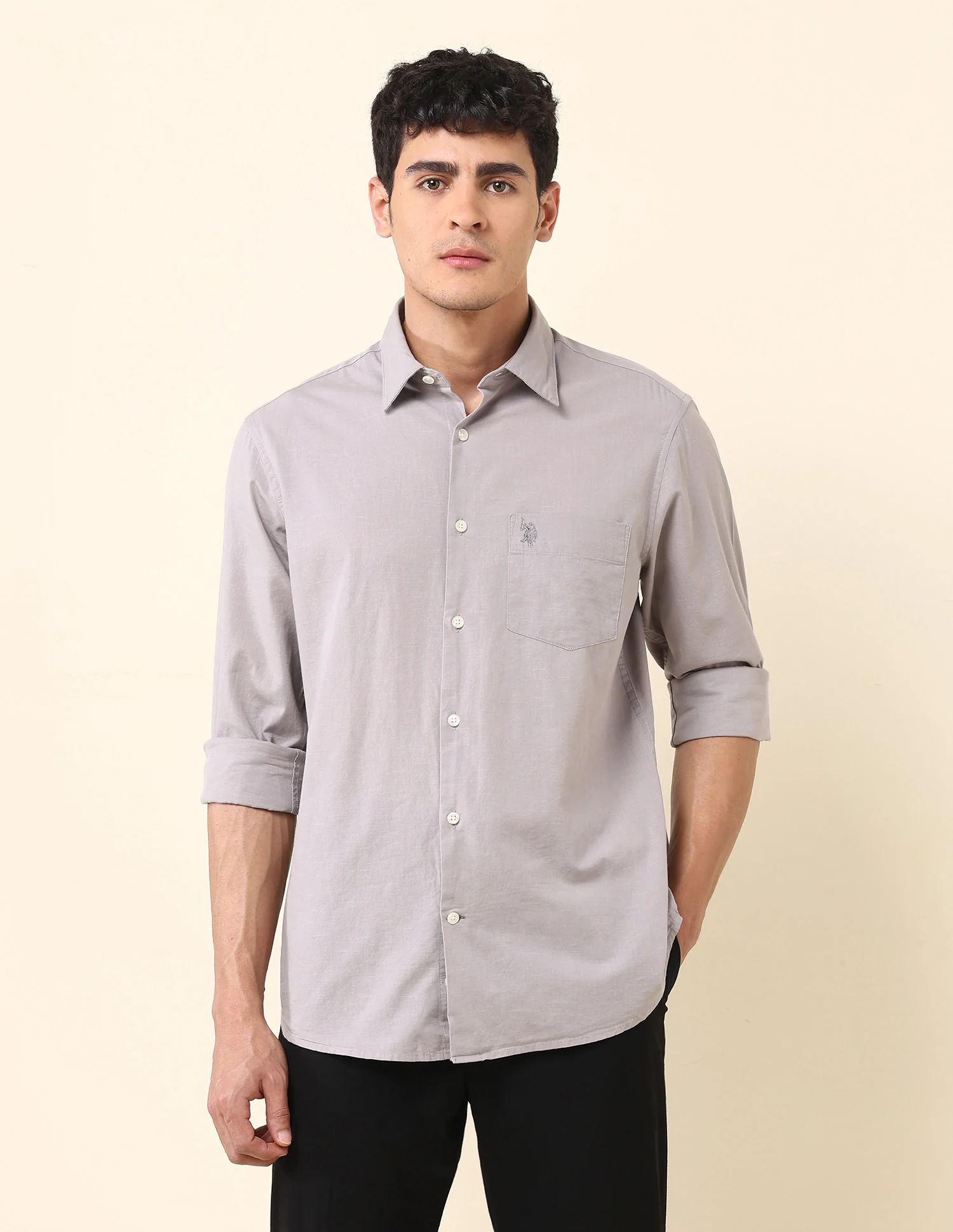 Solid Twill Tailored Fit Shirt - Image 6