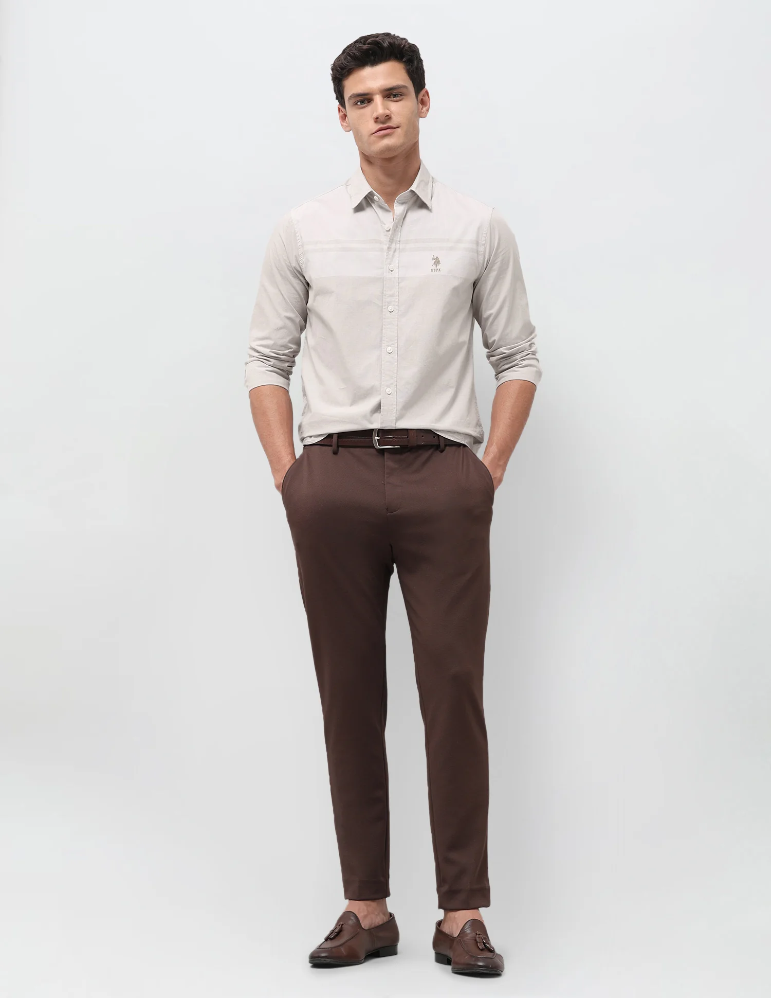 Solid With Stripe Detail Regular Fit Shirt - Image 3