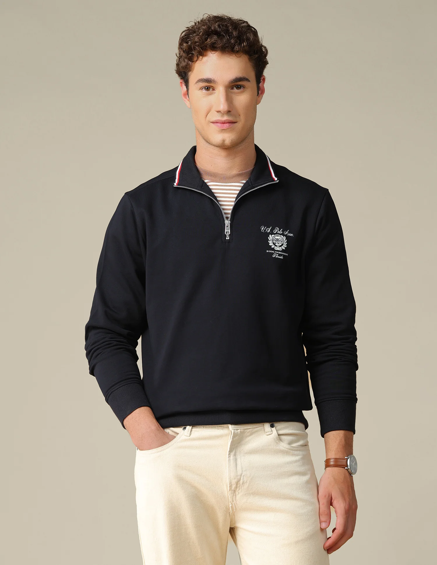 Solid Zipper Sweatshirt