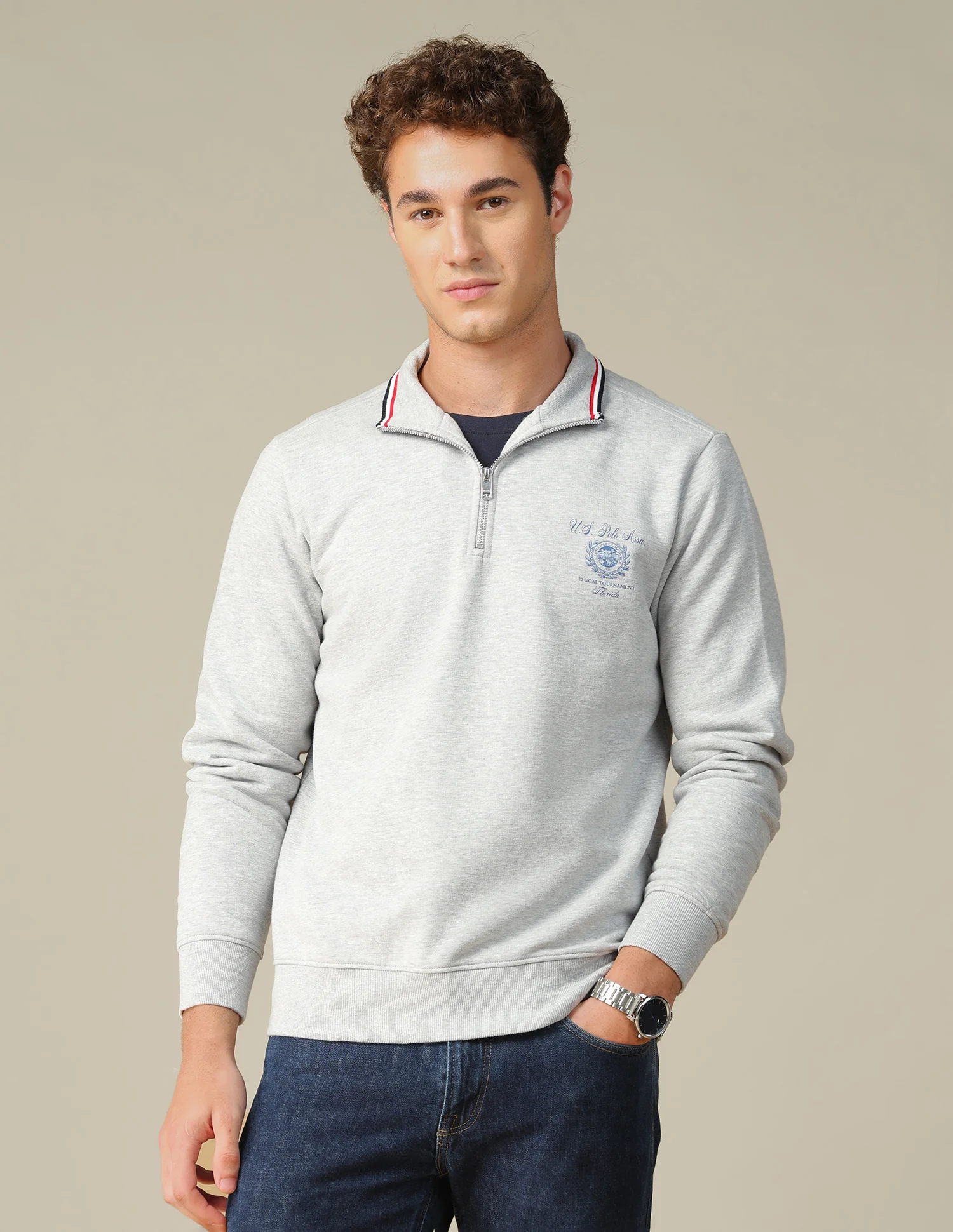 Solid Zipper Sweatshirt