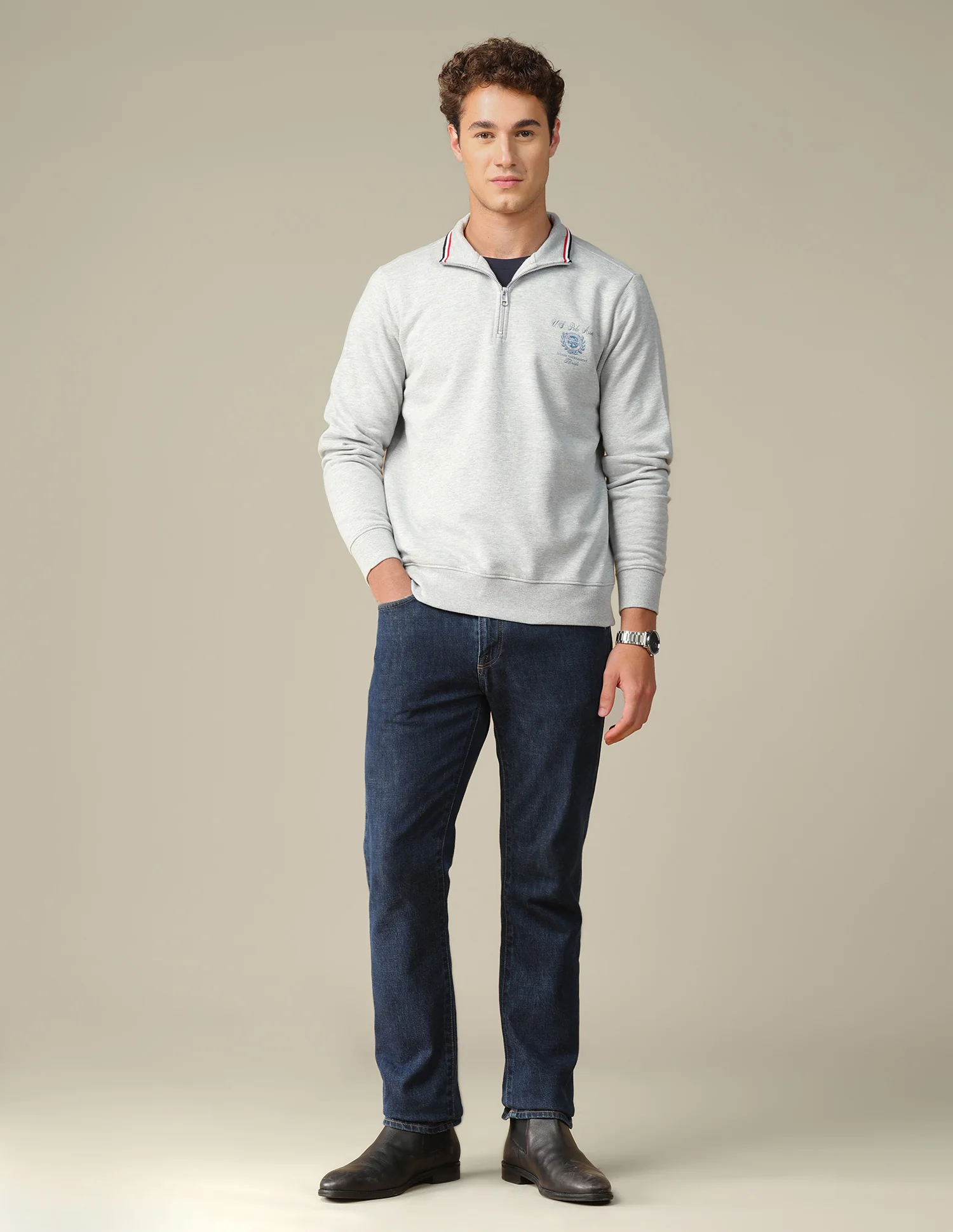 Solid Zipper Sweatshirt - Image 3