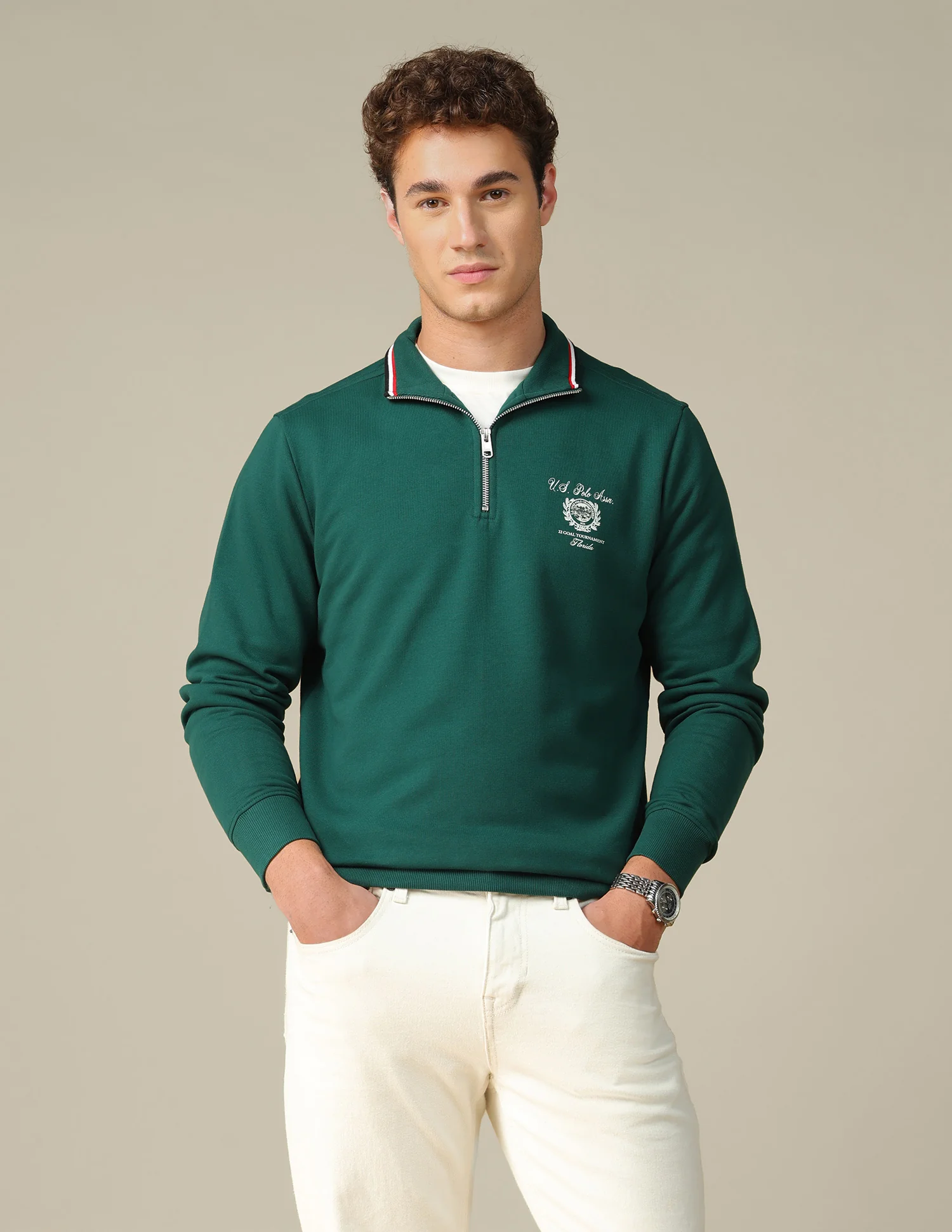 Solid Zipper Sweatshirt