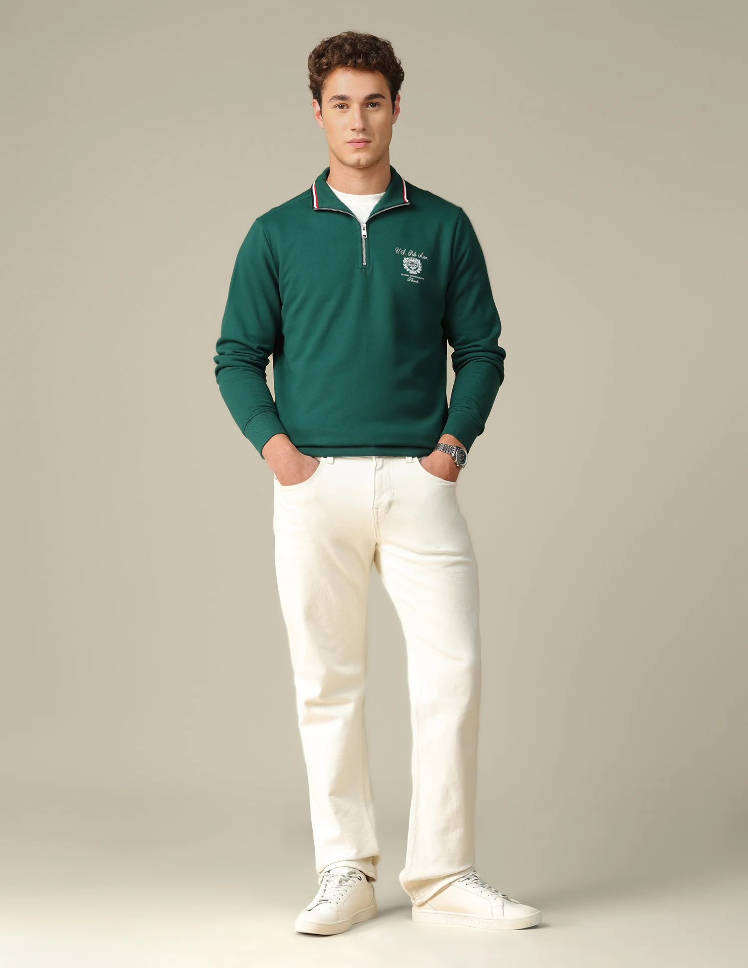 Solid Zipper Sweatshirt - Image 3