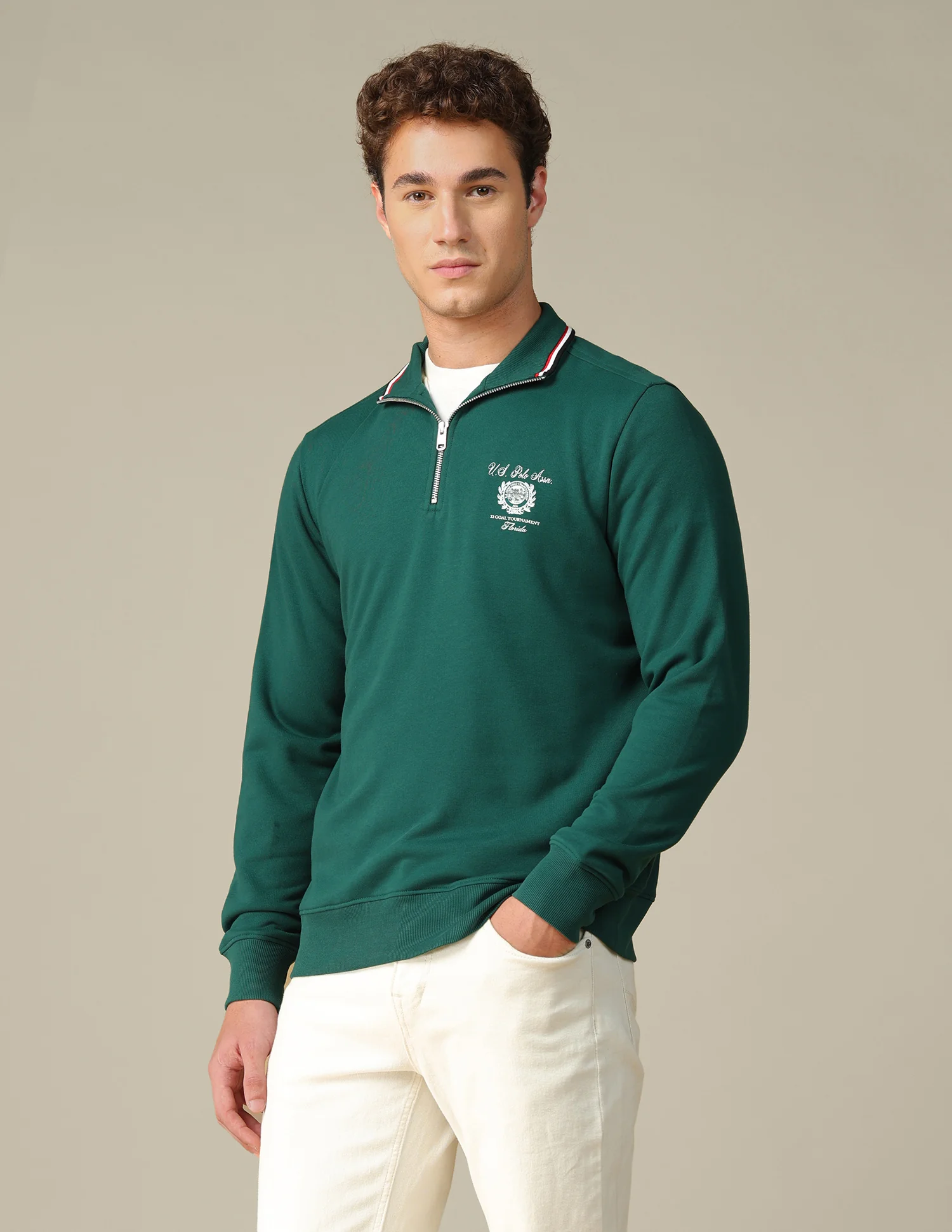 Solid Zipper Sweatshirt - Image 4