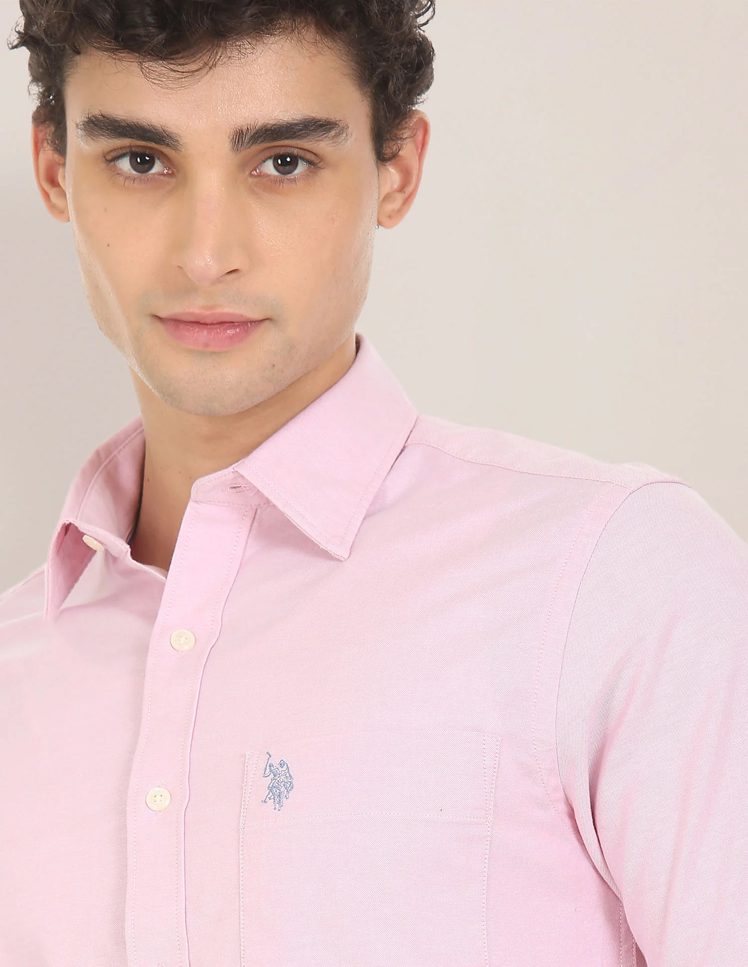 Spread Collar Cotton Stretch Shirt - Image 5
