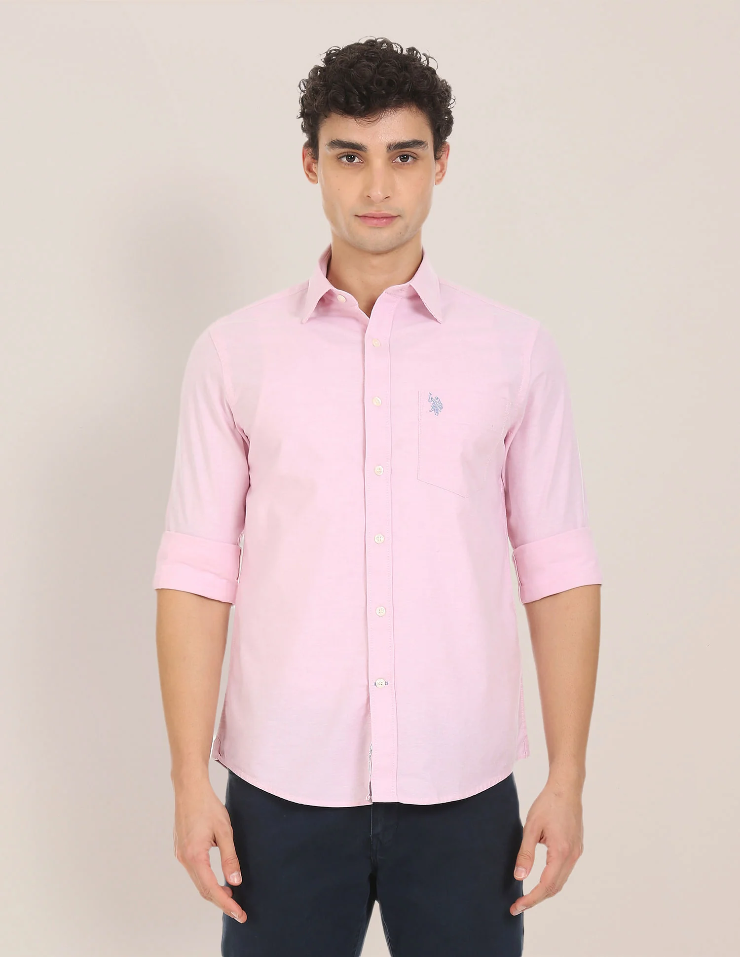 Spread Collar Cotton Stretch Shirt - Image 6