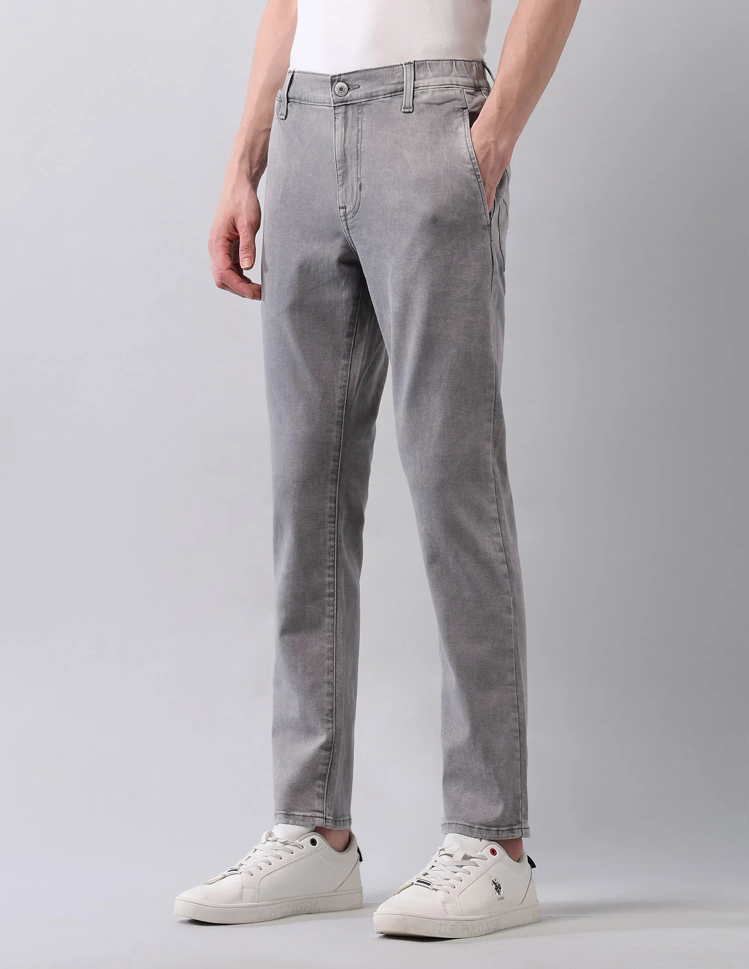 Stone Washed Regular Fit Blue Jeans - Image 4