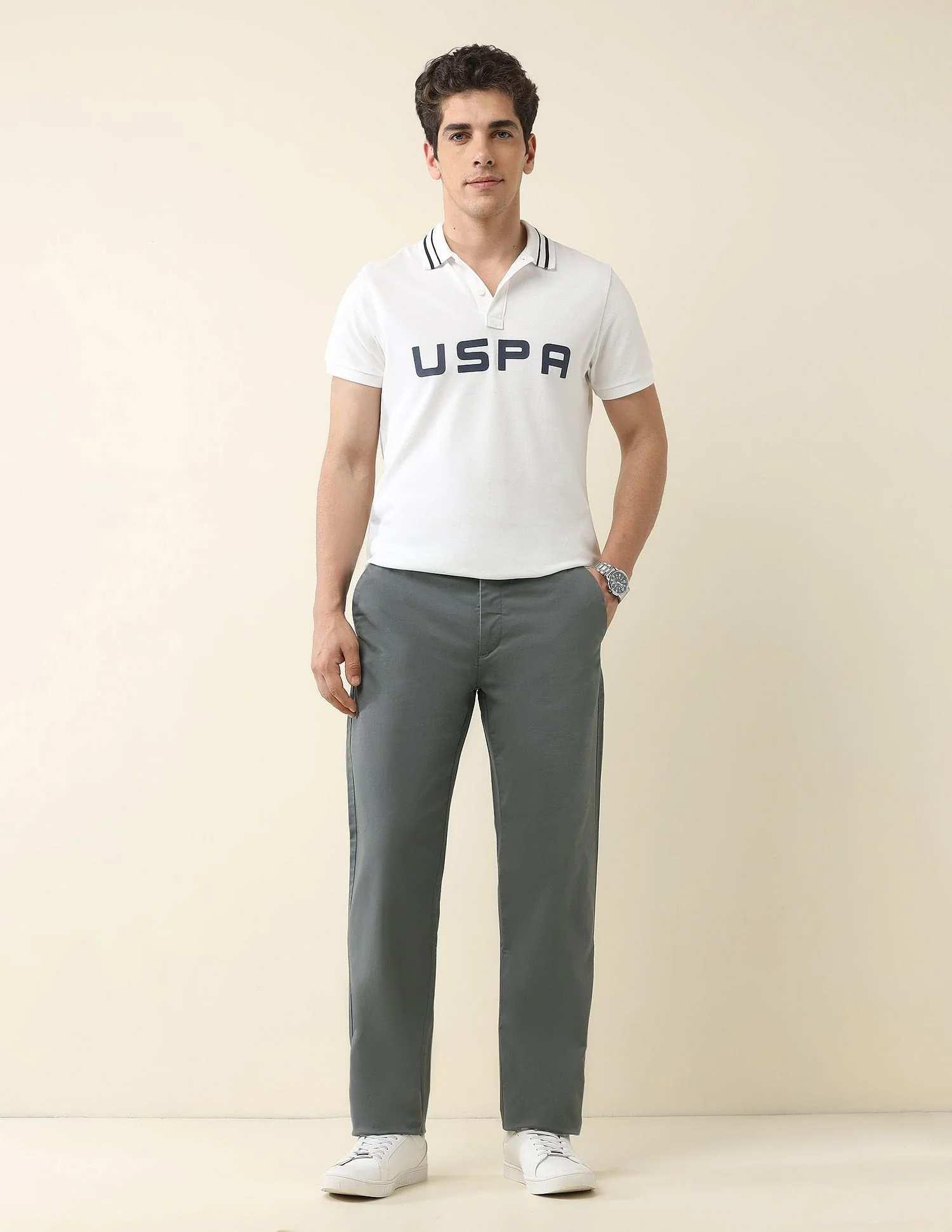 Straight Fit Solid Chinos - Image 3