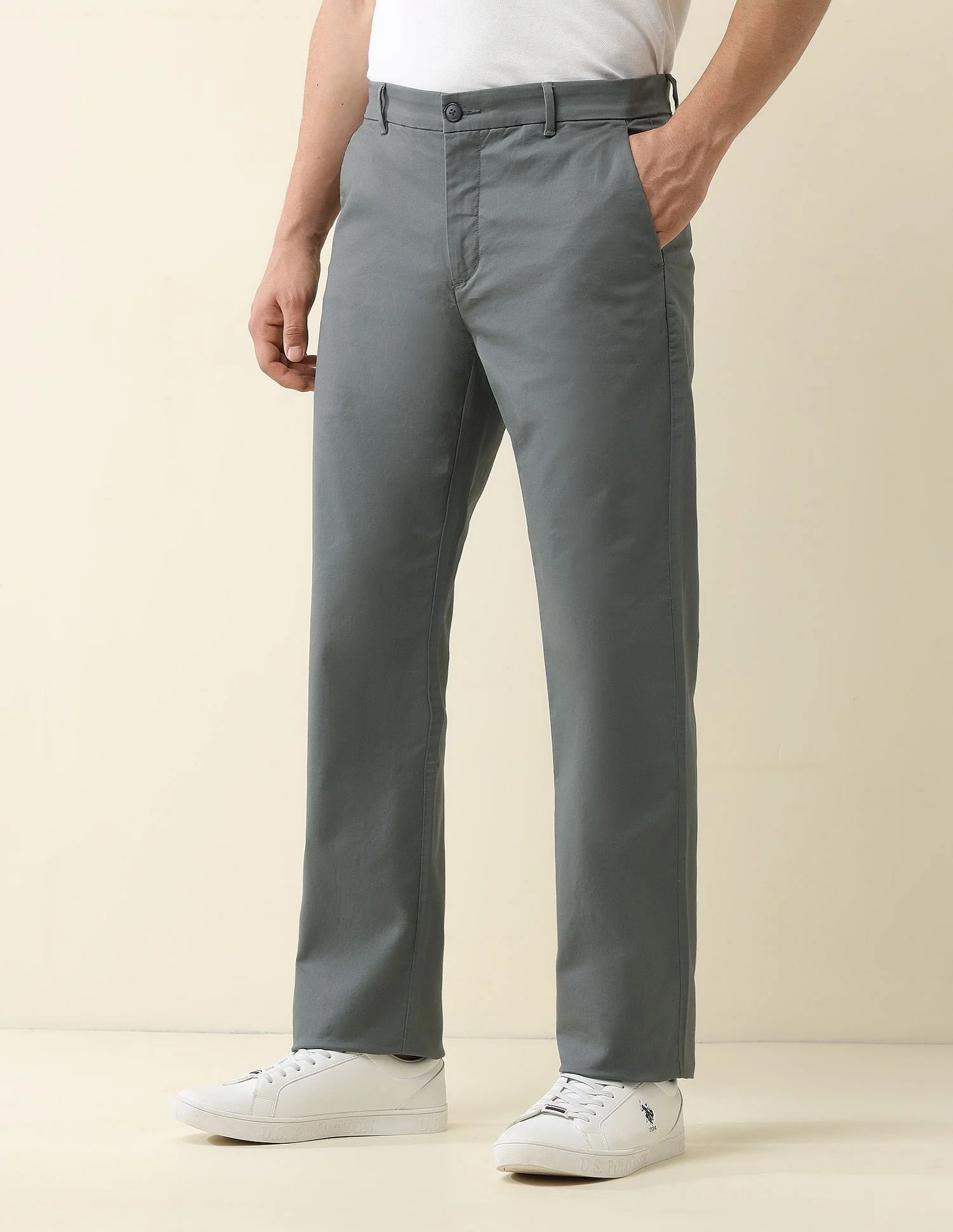 Straight Fit Solid Chinos - Image 4