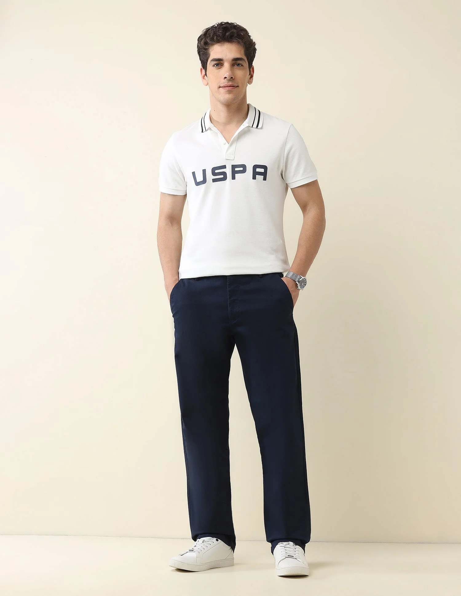 Straight Fit Solid Chinos - Image 3