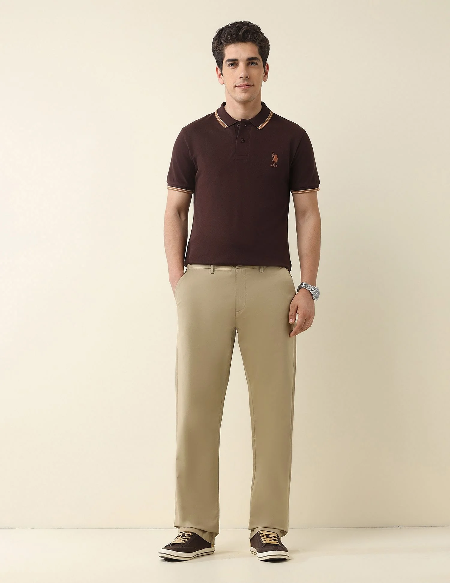 Straight Fit Solid Chinos - Image 3