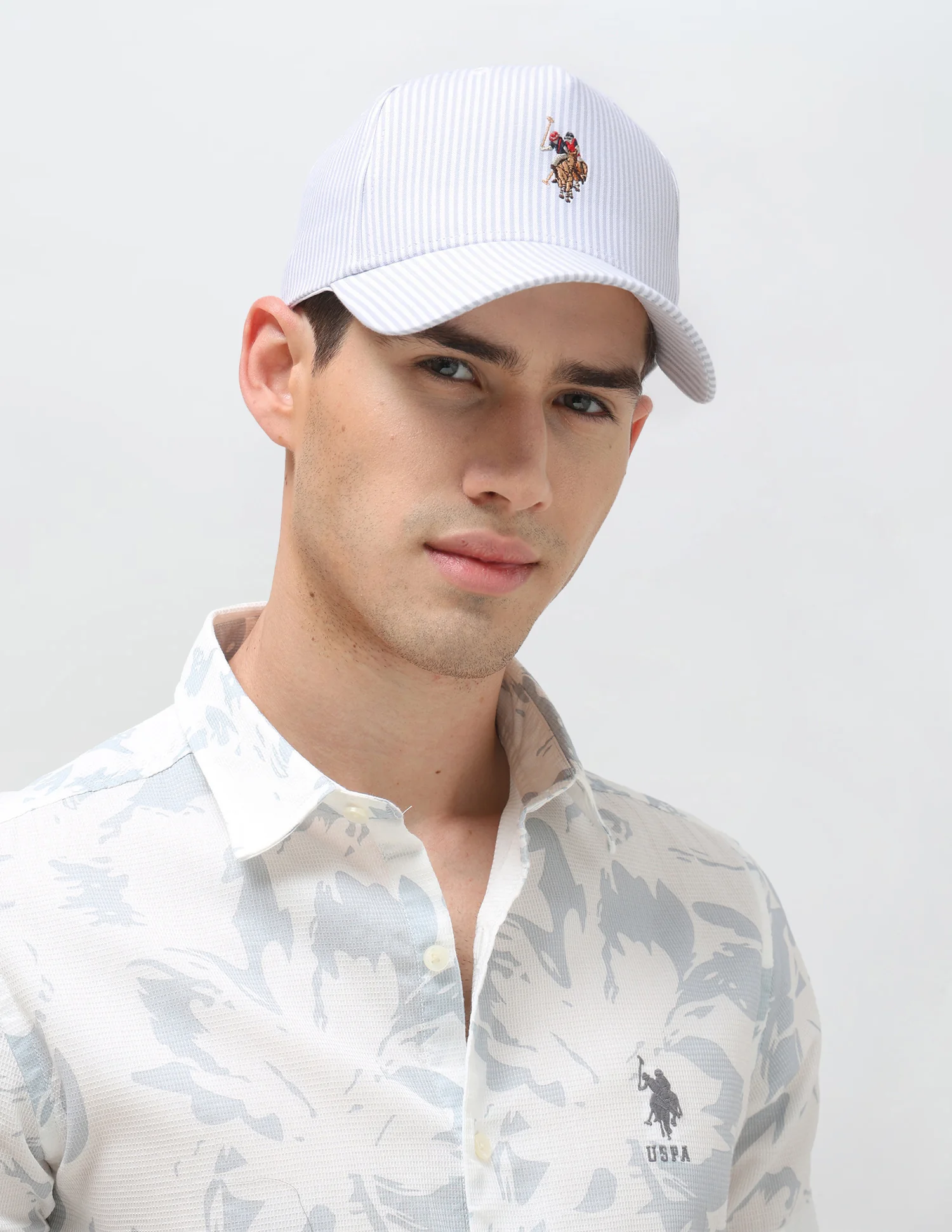 Striped Brand Embroidered Cap