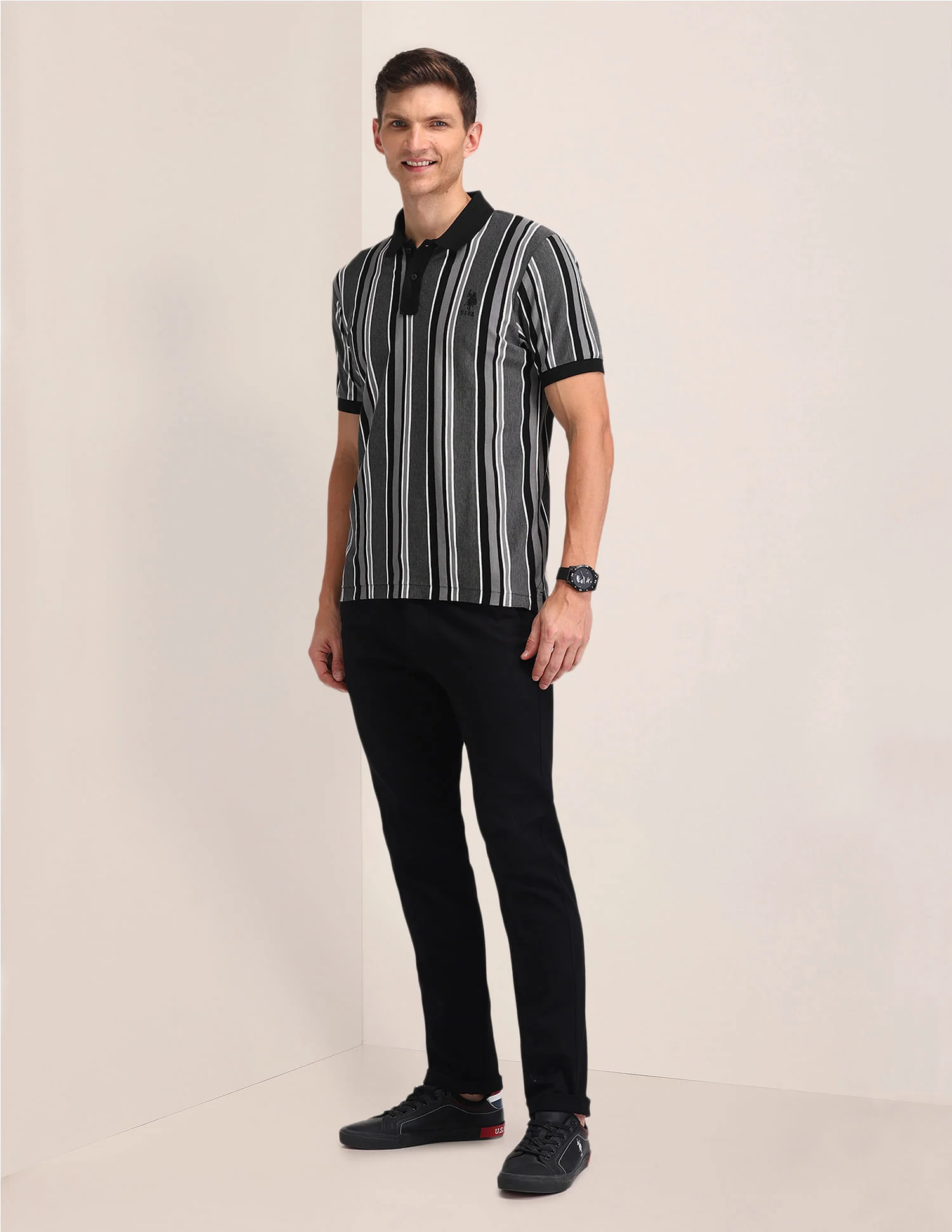 Striped Cotton Polo Shirt - Image 3