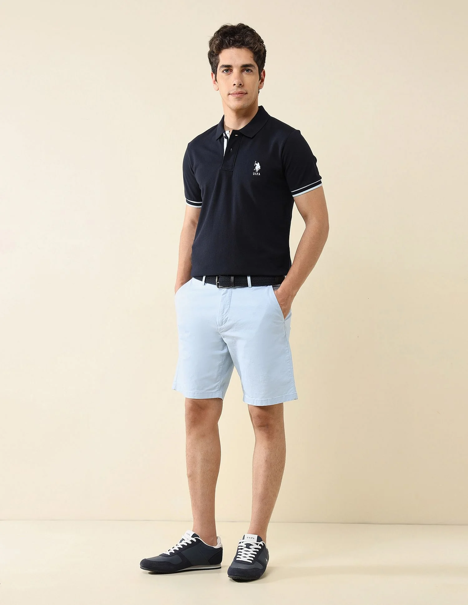 Striped Placket Slim Fit Polo Shirt - Image 3