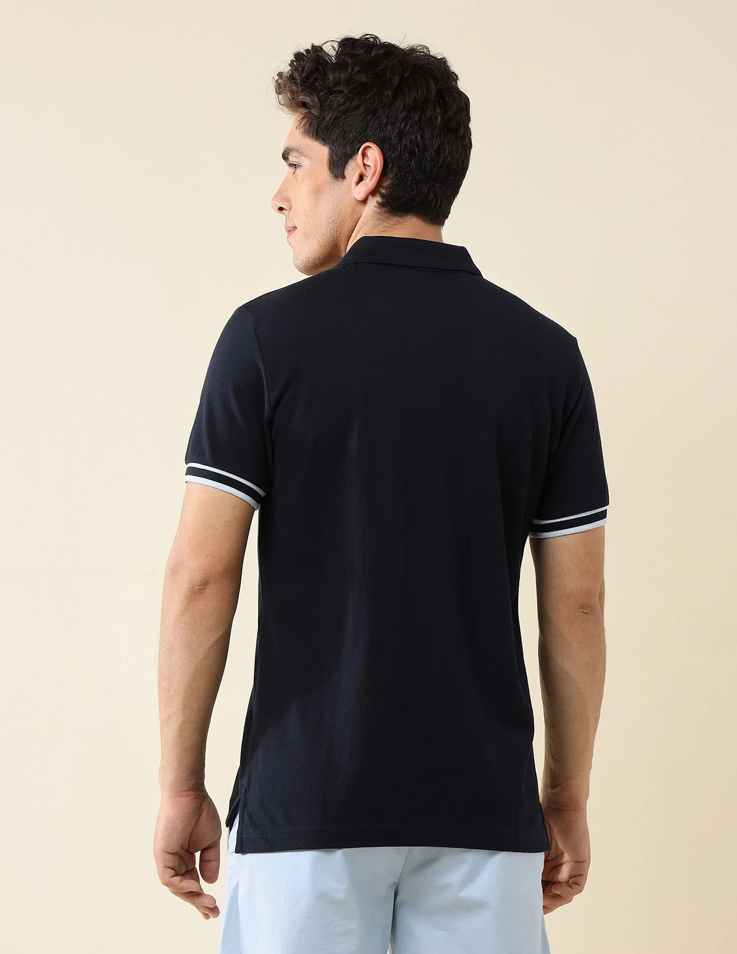 Striped Placket Slim Fit Polo Shirt - Image 5