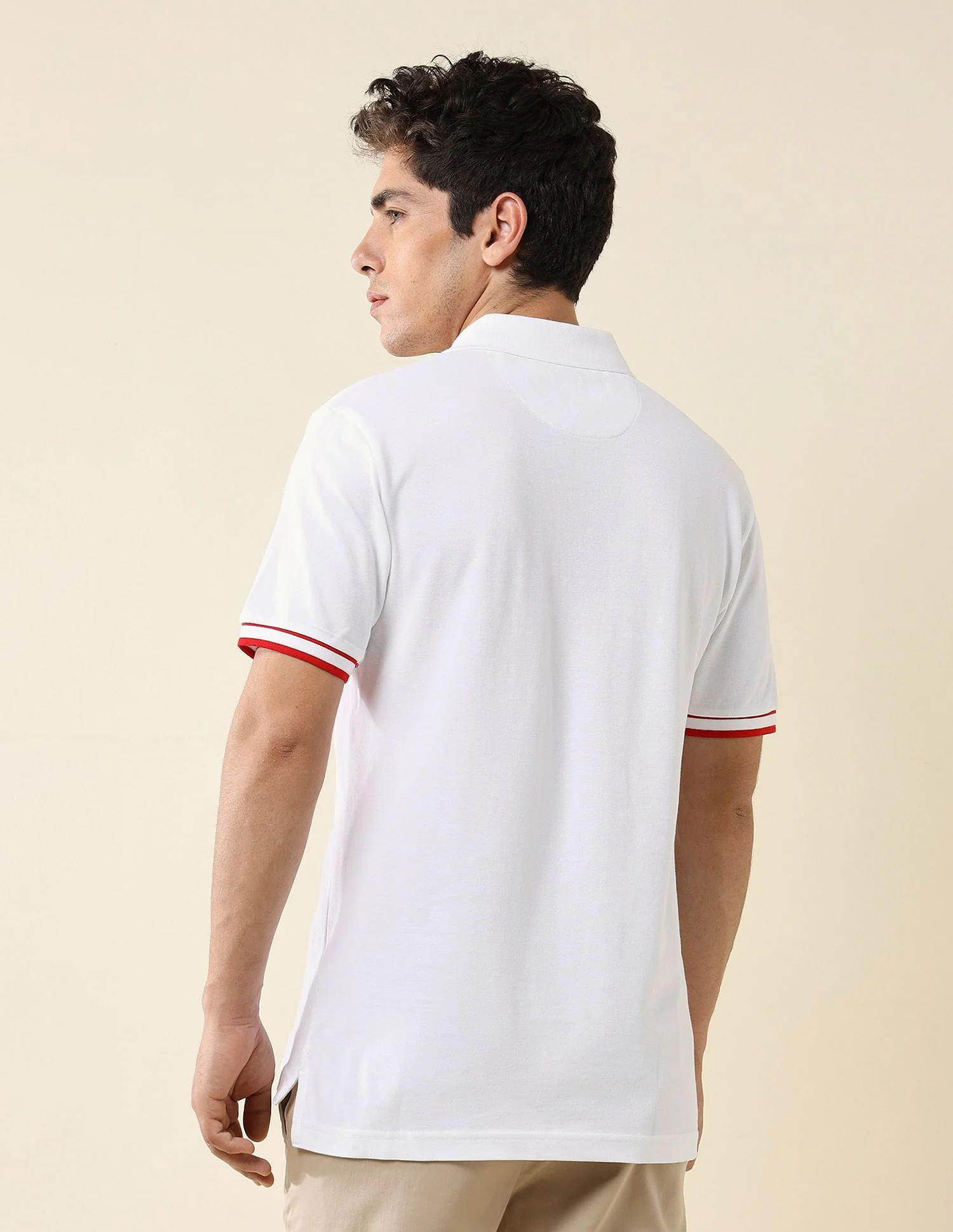 Striped Placket Slim Fit Polo Shirt - Image 5
