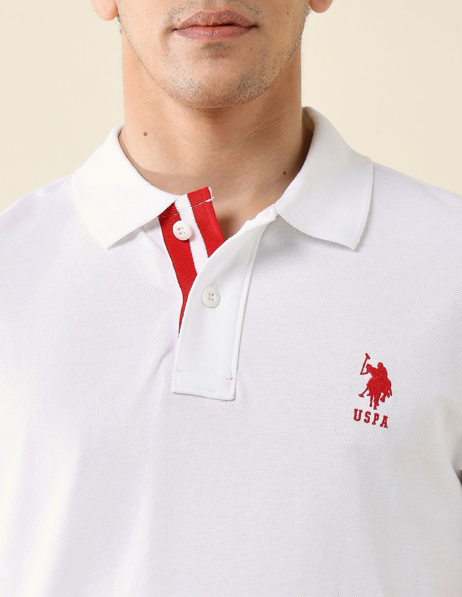Striped Placket Slim Fit Polo Shirt - Image 7