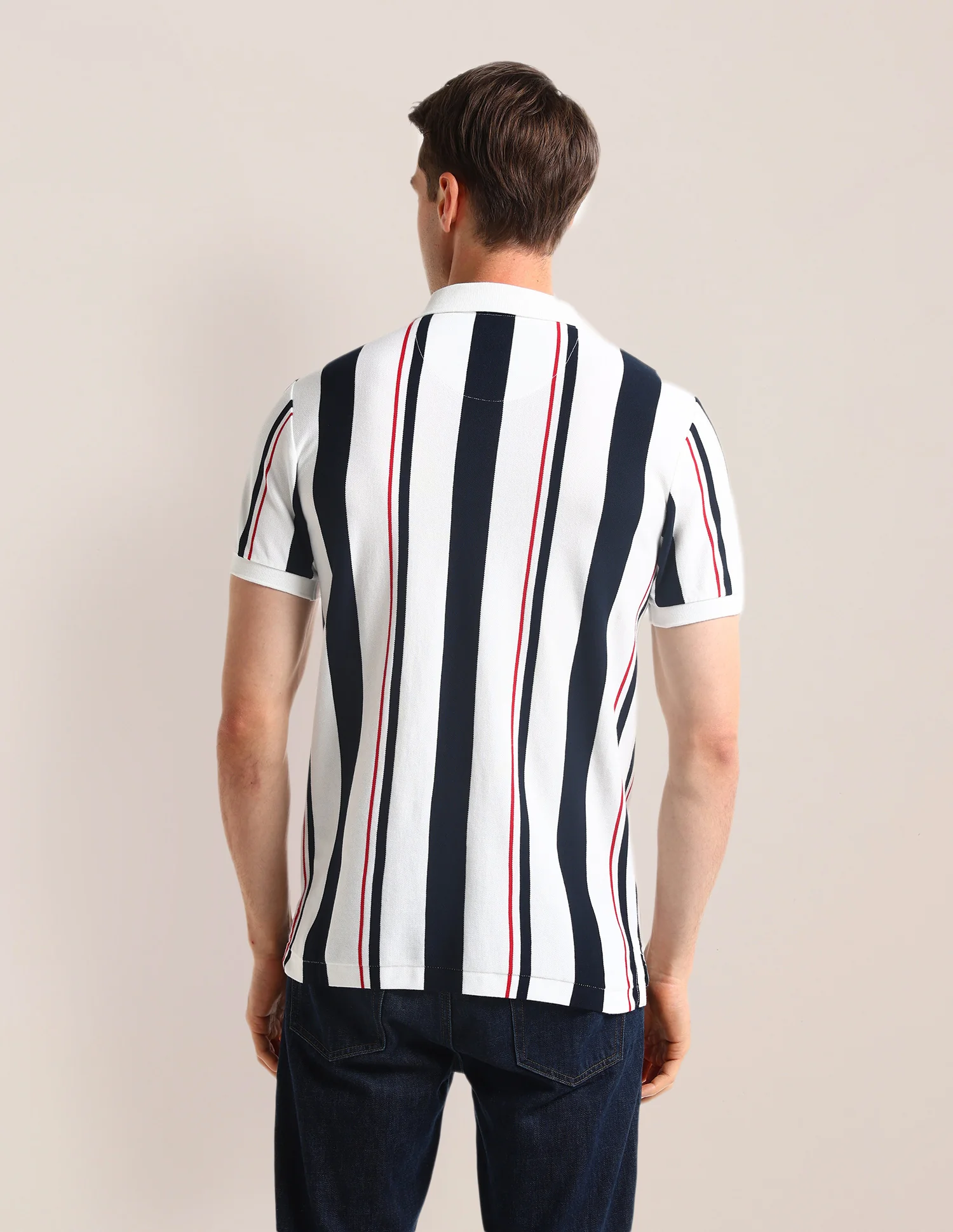 Vertical Striped Slim Fit Polo Shirt - Image 5