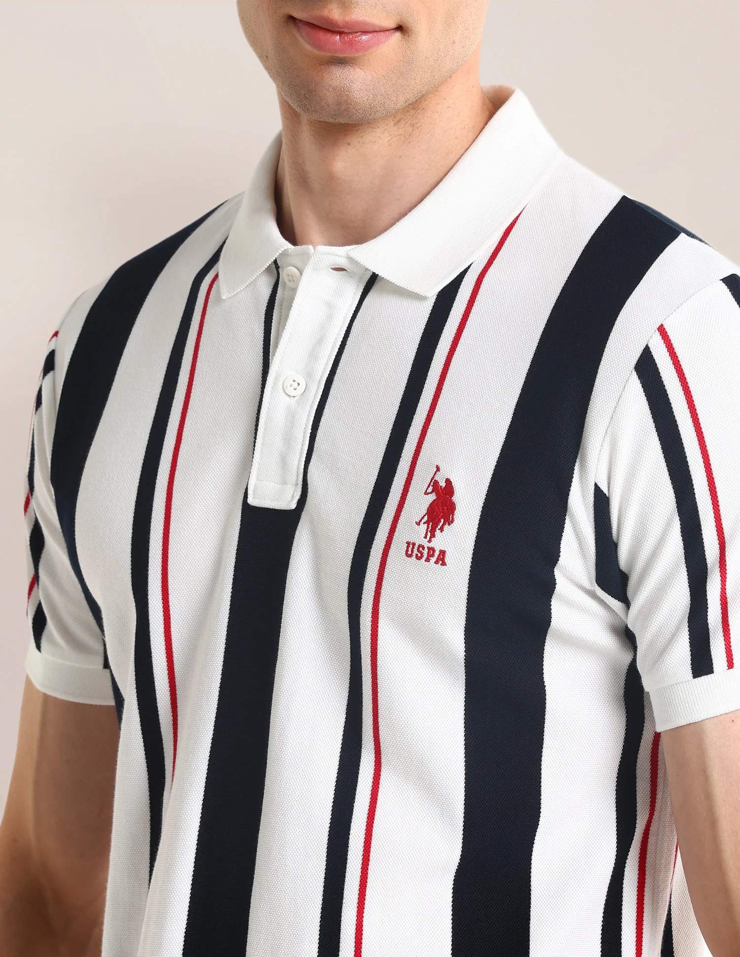 Vertical Striped Slim Fit Polo Shirt - Image 7