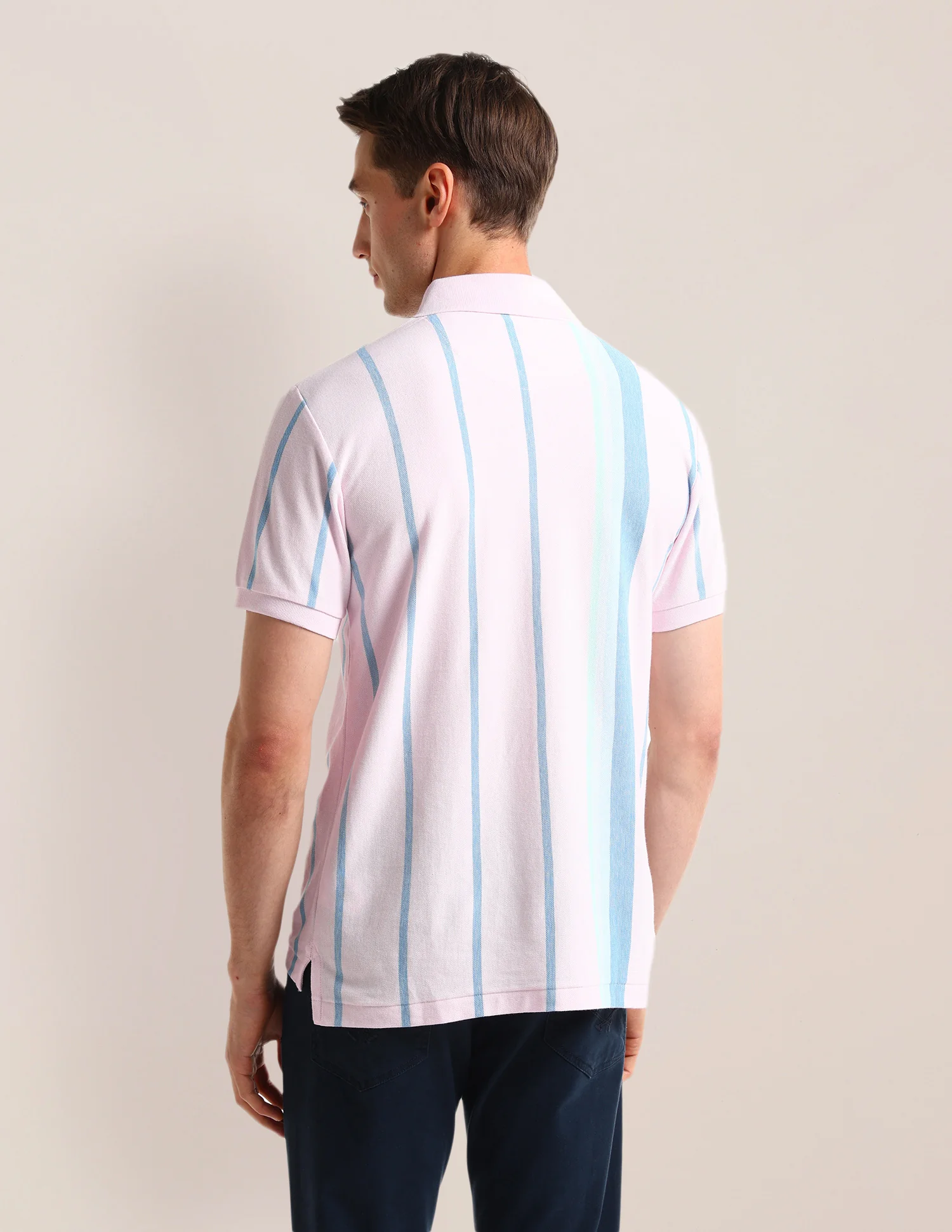Vertical Striped Slim Fit Polo Shirt - Image 5