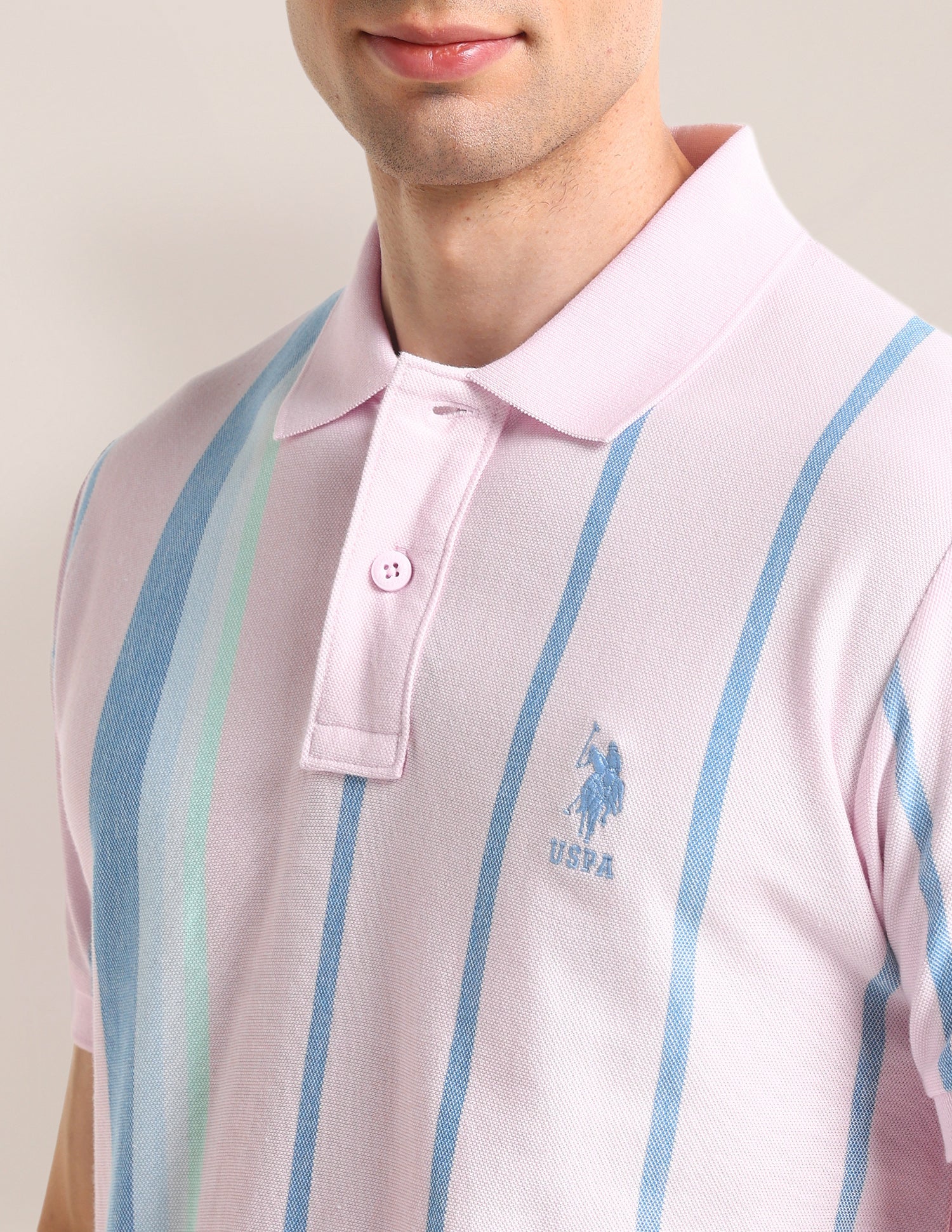 Vertical Striped Slim Fit Polo Shirt - Image 7