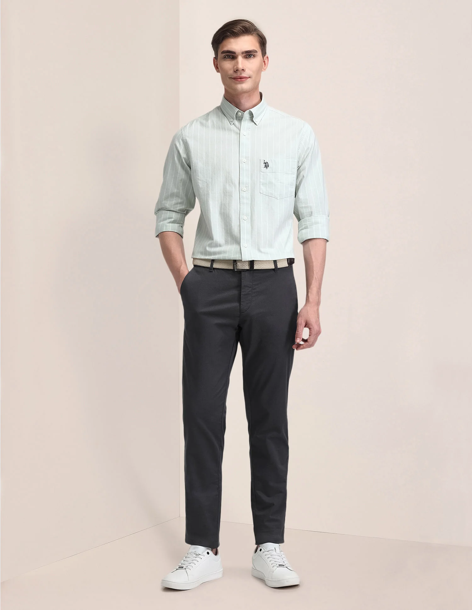 Tailored Fit Cotton Striped Shirt - Image 3