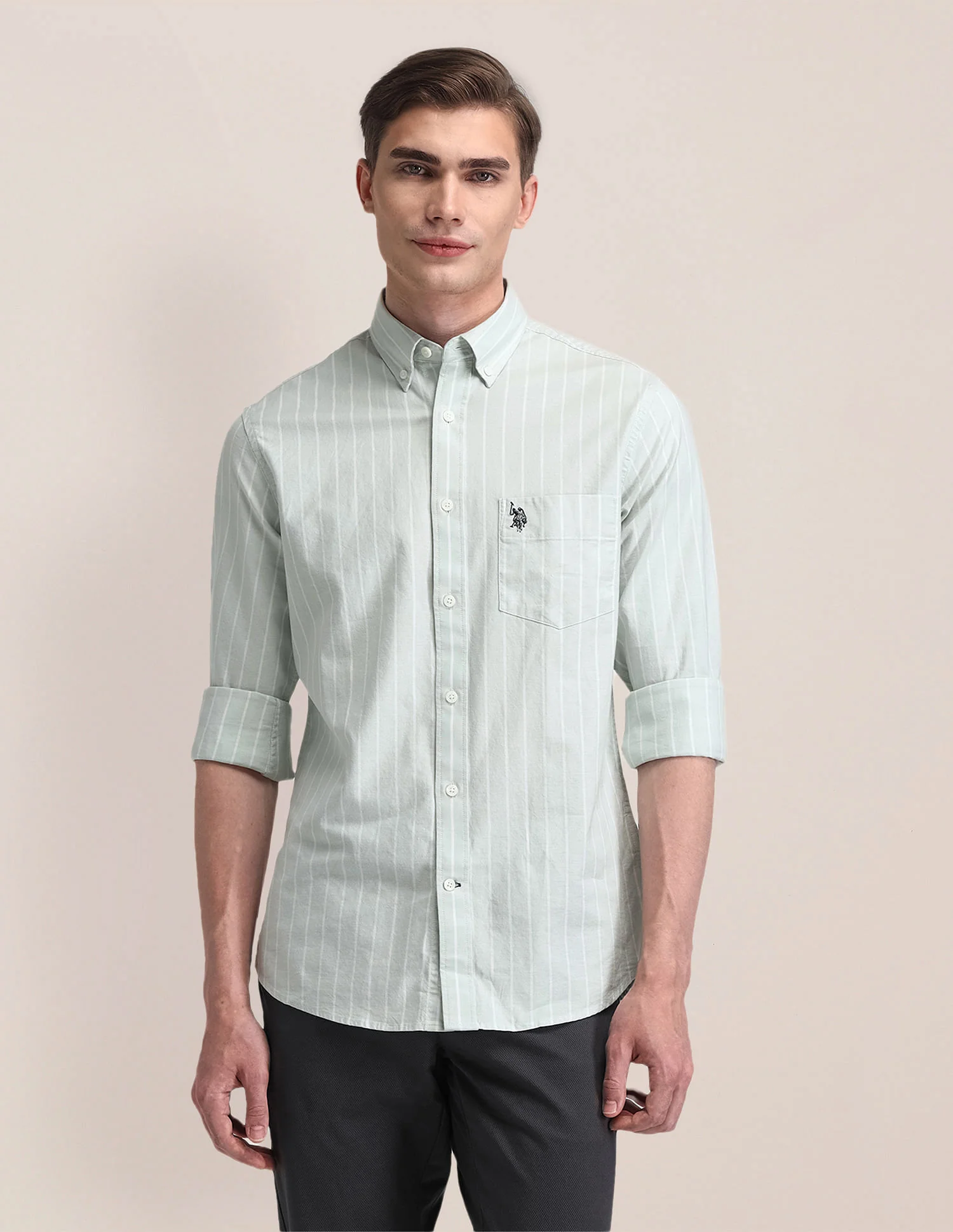 Tailored Fit Cotton Striped Shirt - Image 6