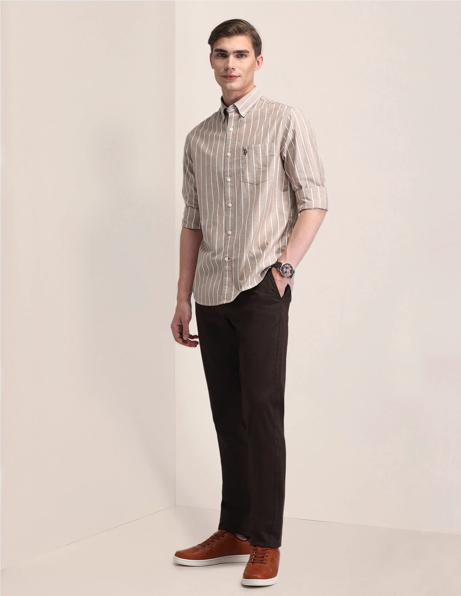 Tailored Fit Cotton Striped Shirt - Image 3