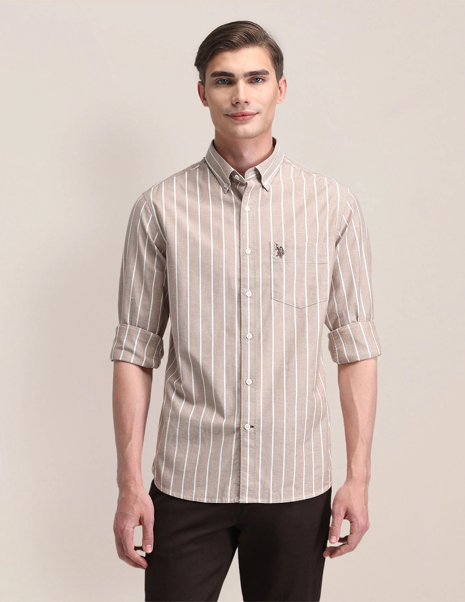 Tailored Fit Cotton Striped Shirt - Image 6