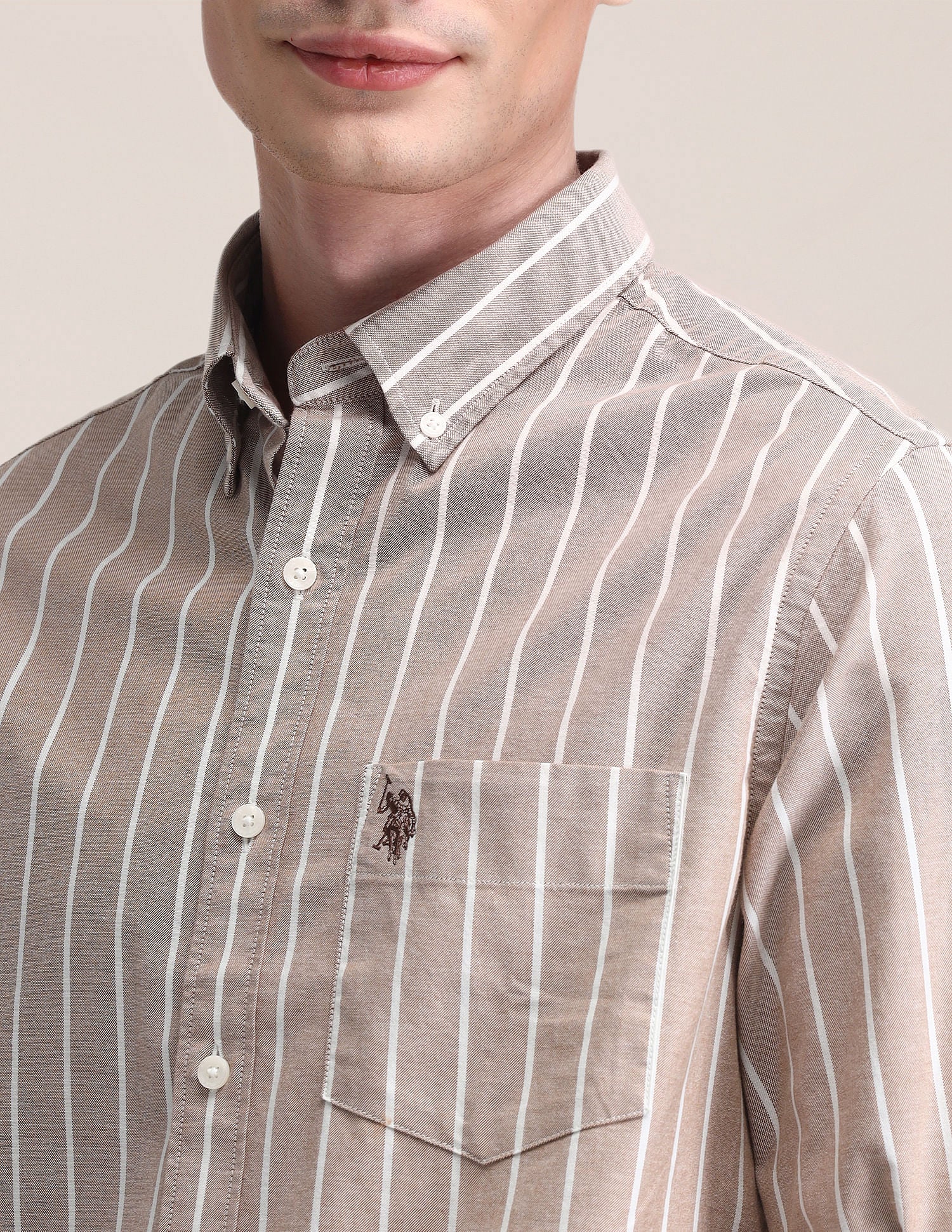 Tailored Fit Cotton Striped Shirt - Image 7
