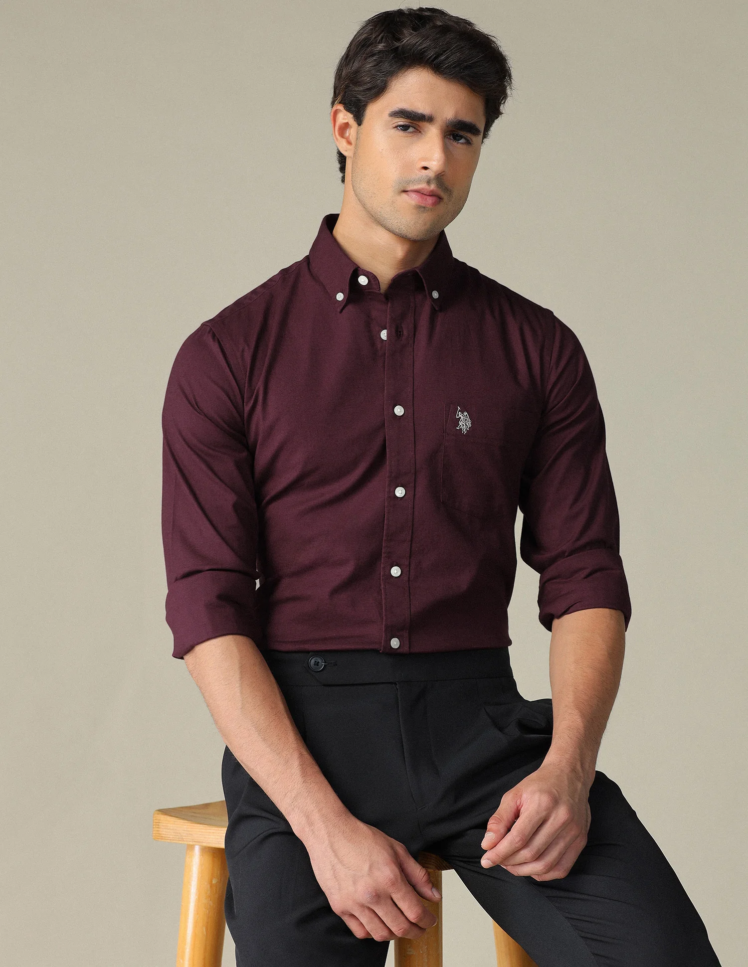 Tailored Fit Dobby Button Down Shirt