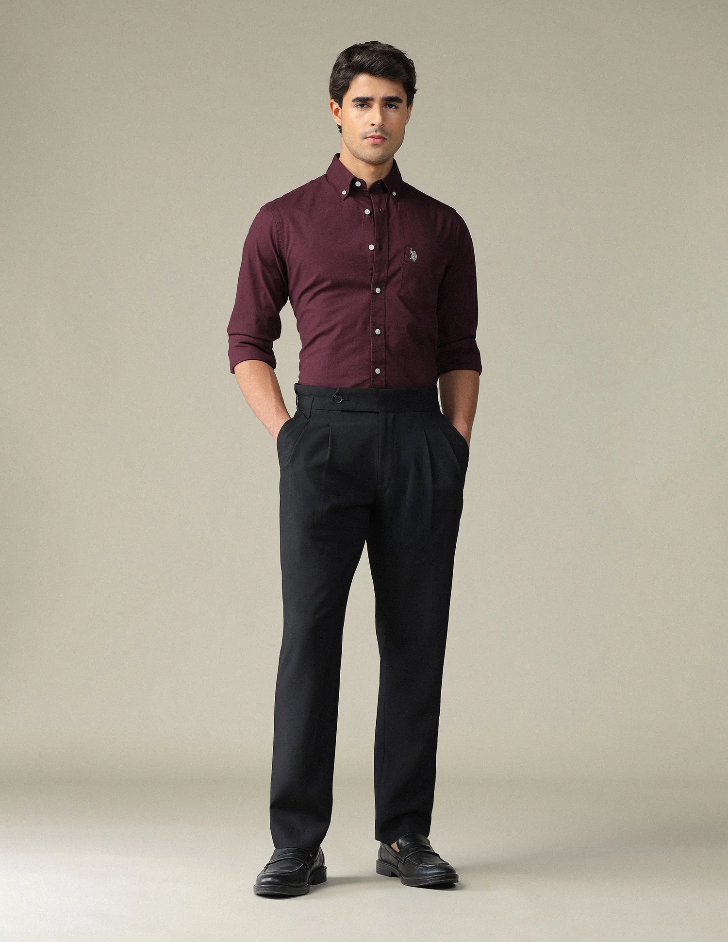 Tailored Fit Dobby Button Down Shirt - Image 3