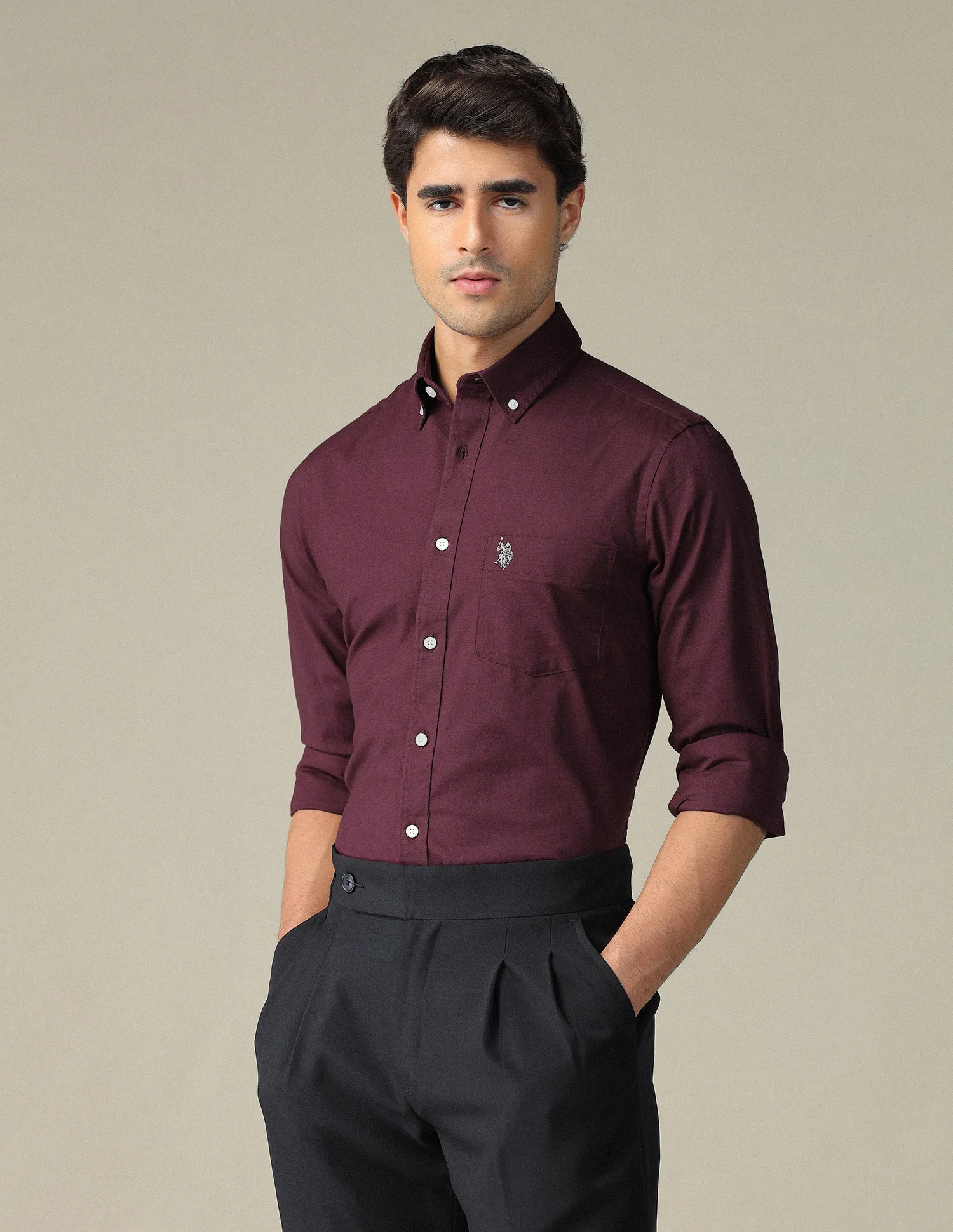 Tailored Fit Dobby Button Down Shirt - Image 4
