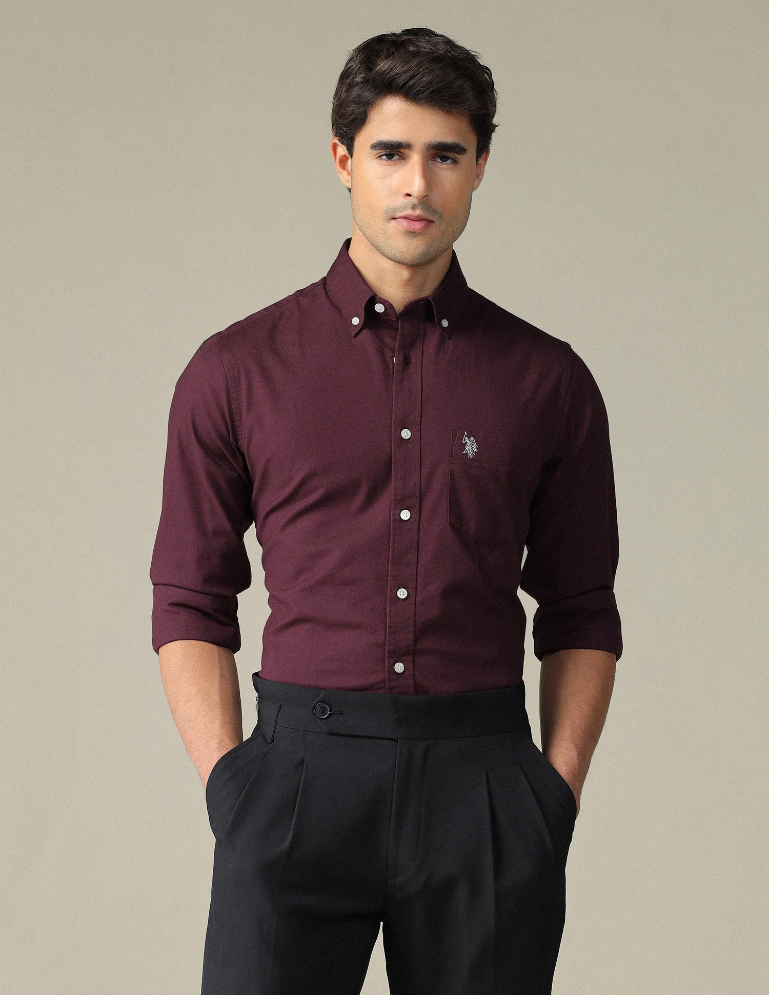 Tailored Fit Dobby Button Down Shirt - Image 6
