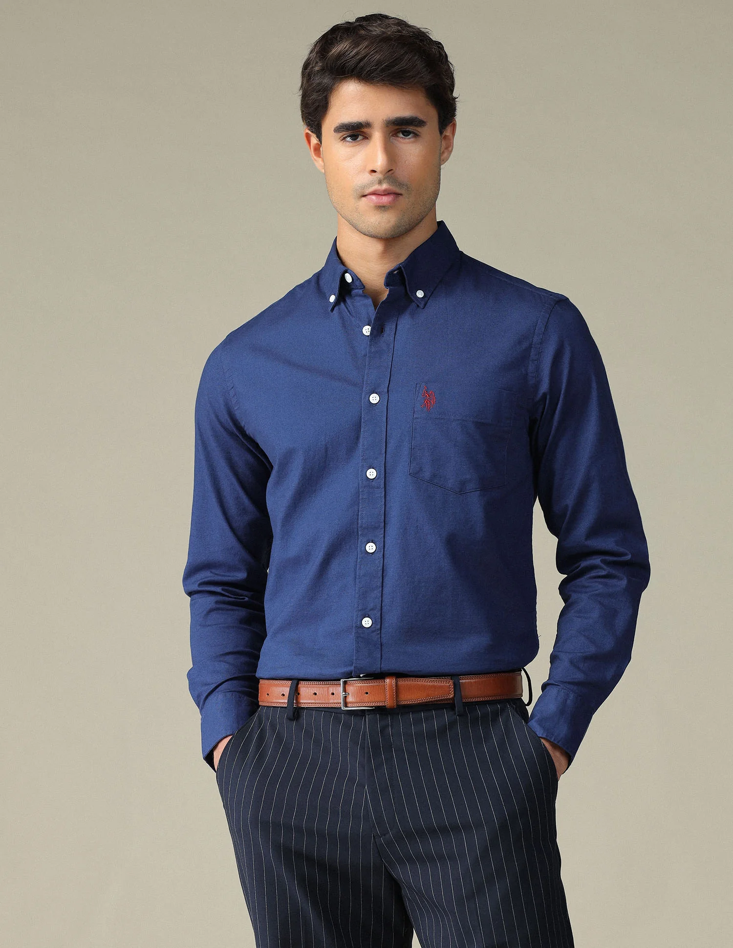 Tailored Fit Dobby Button Down Shirt
