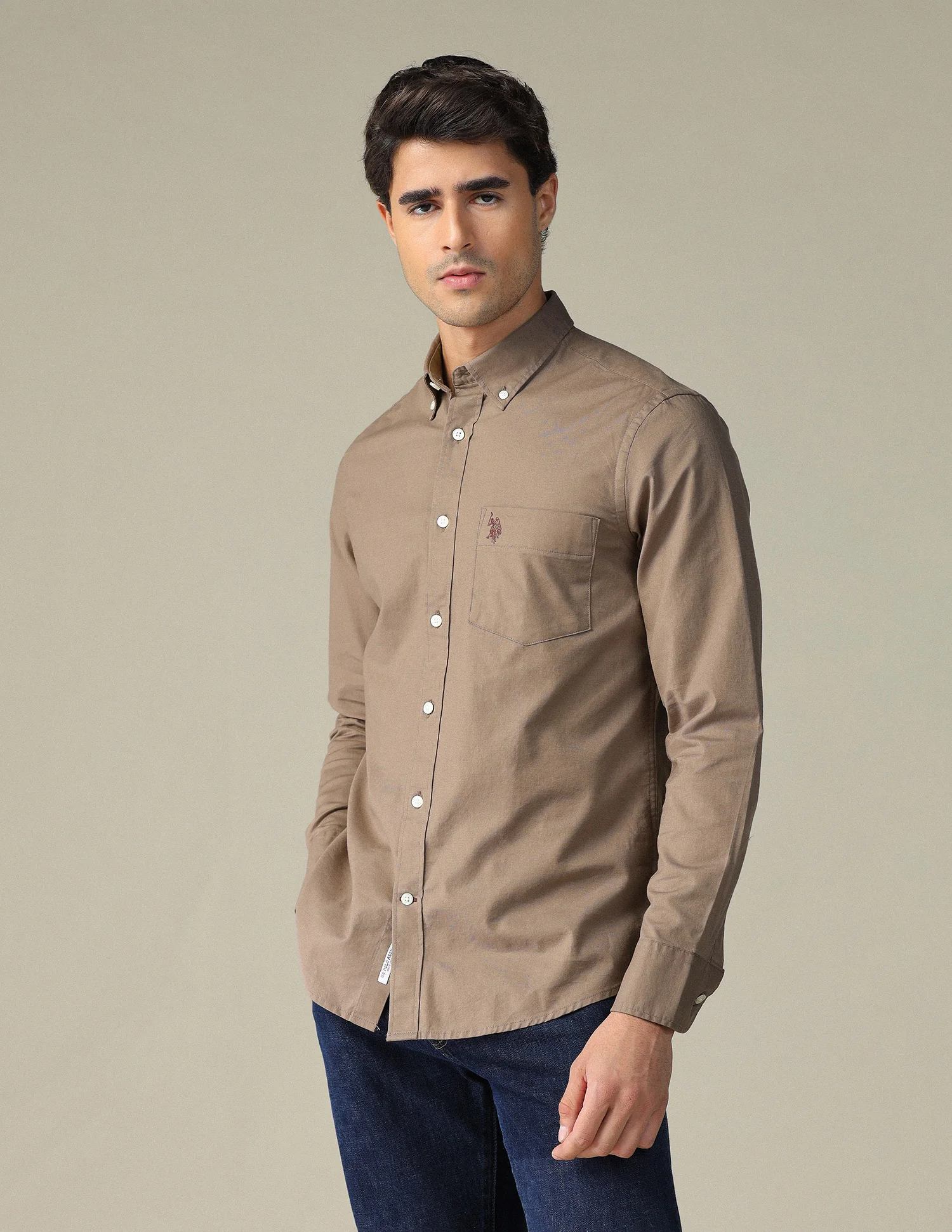 Tailored Fit Dobby Button Down Shirt - Image 4