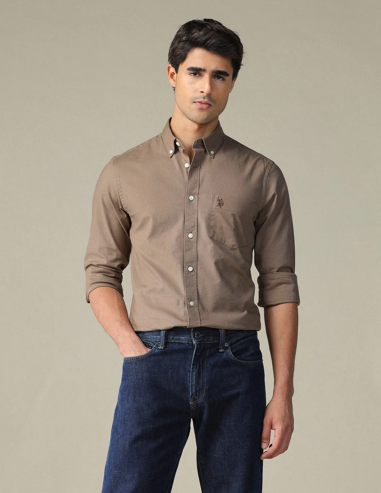 Tailored Fit Dobby Button Down Shirt - Image 6