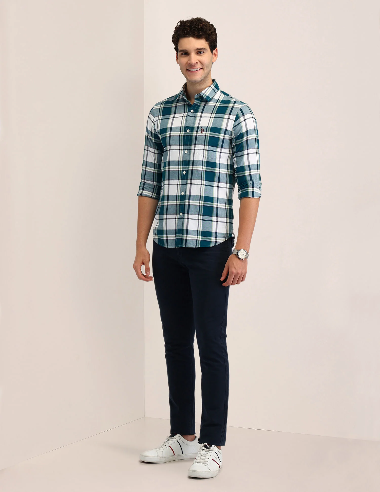 Tailored Fit Dobby Checked Shirt - Image 3