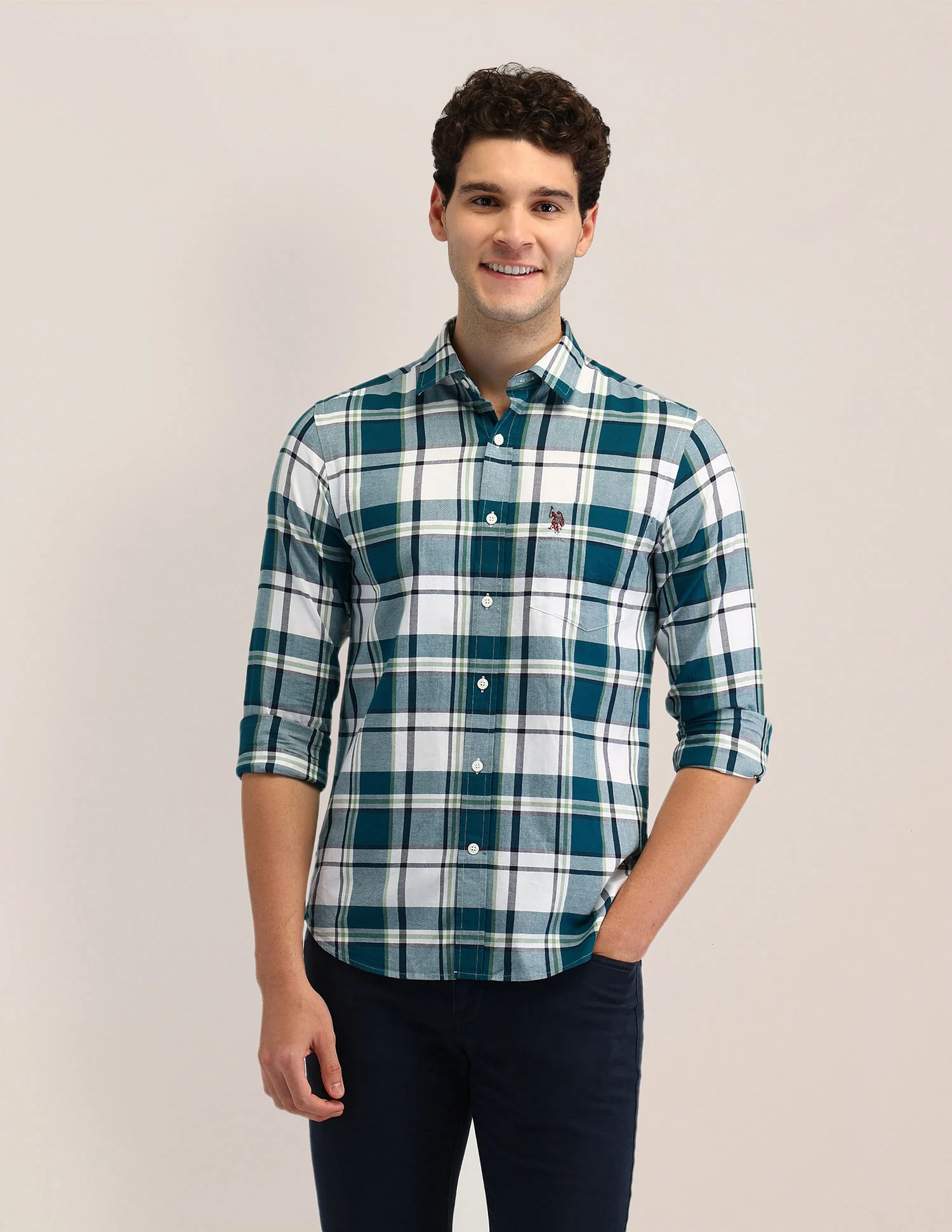 Tailored Fit Dobby Checked Shirt - Image 6