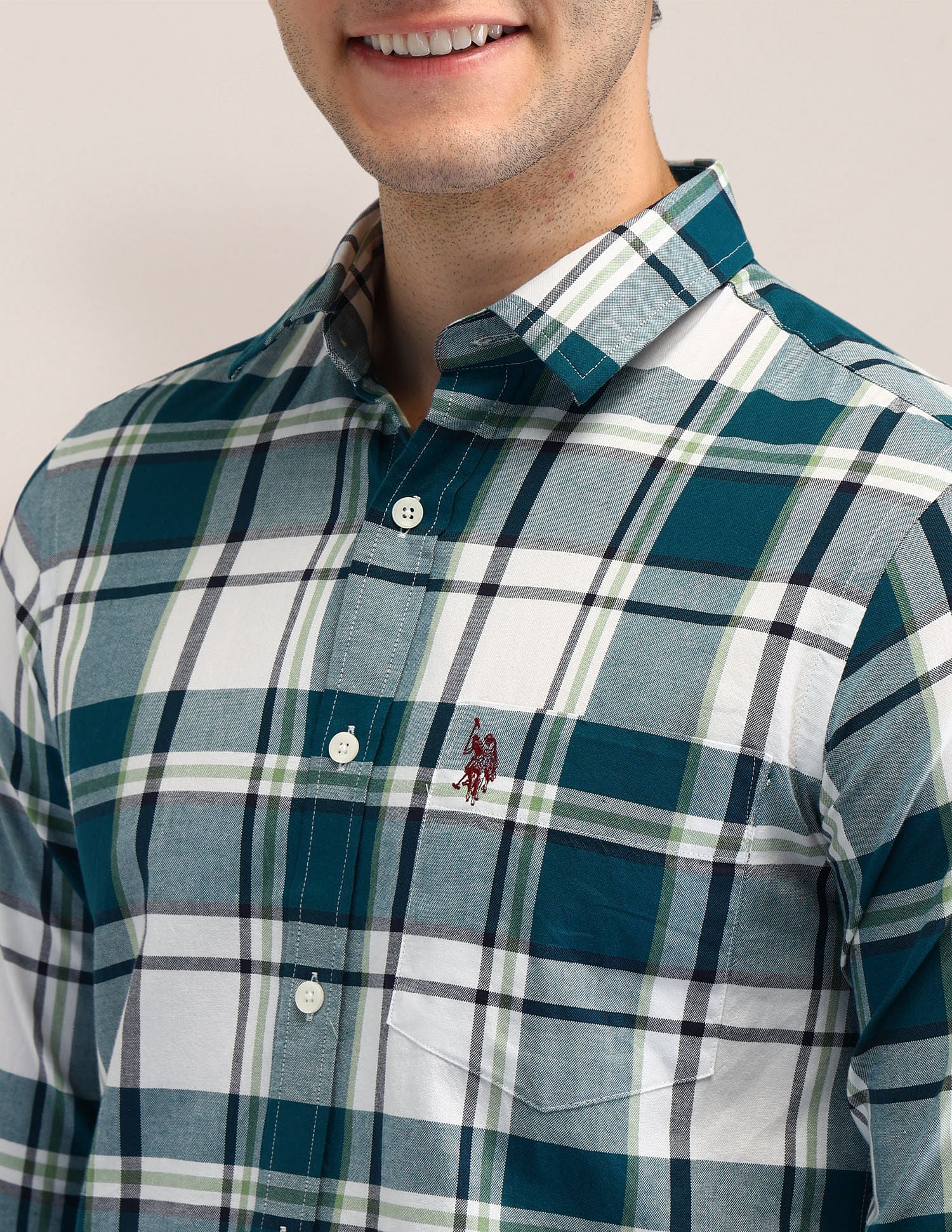 Tailored Fit Dobby Checked Shirt - Image 7