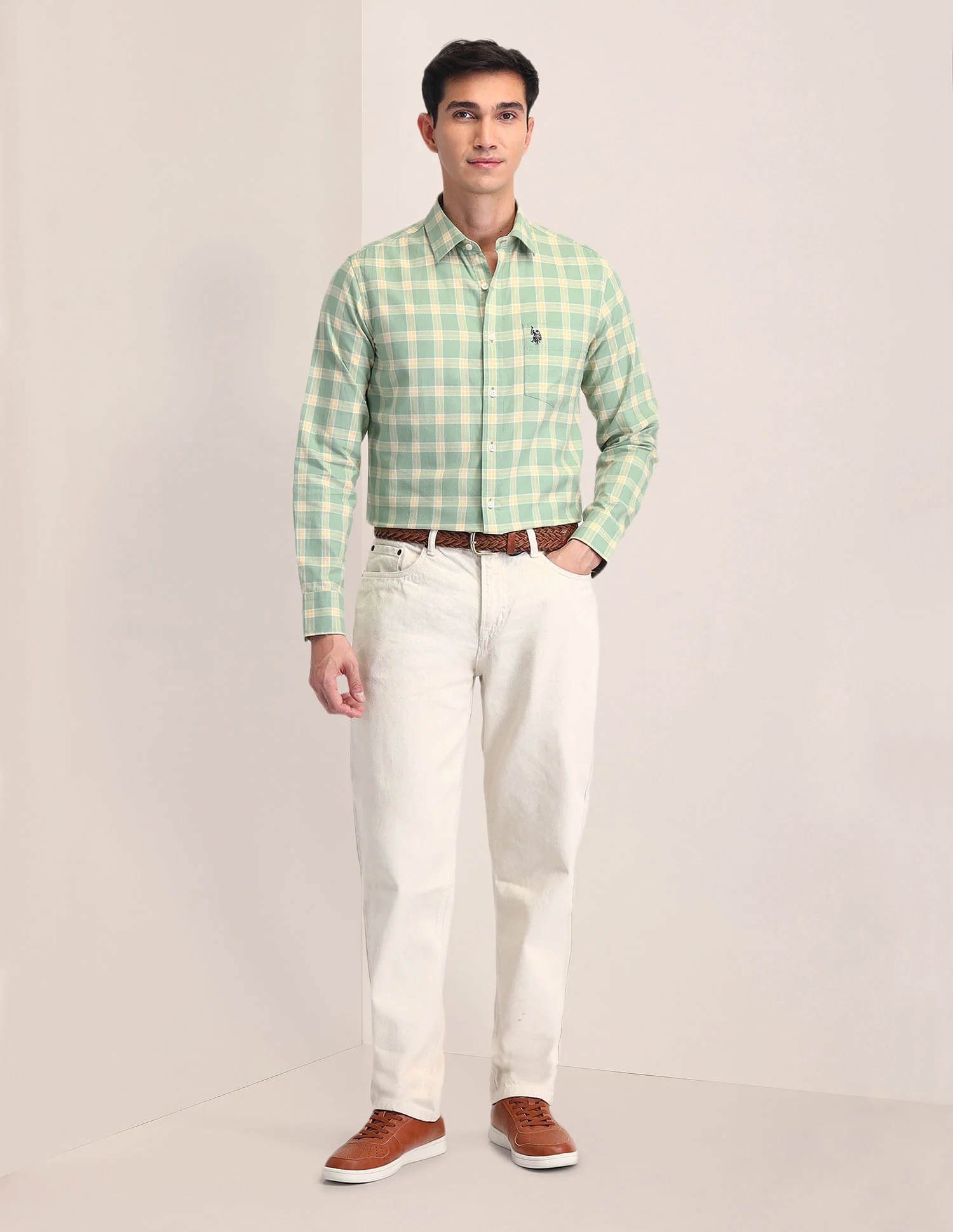 Tailored Fit Dobby Checked Shirt - Image 3