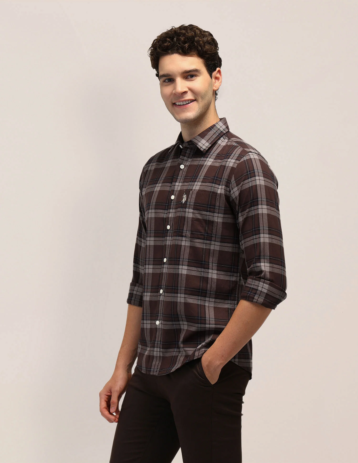 Tailored Fit Dobby Checked Shirt - Image 4