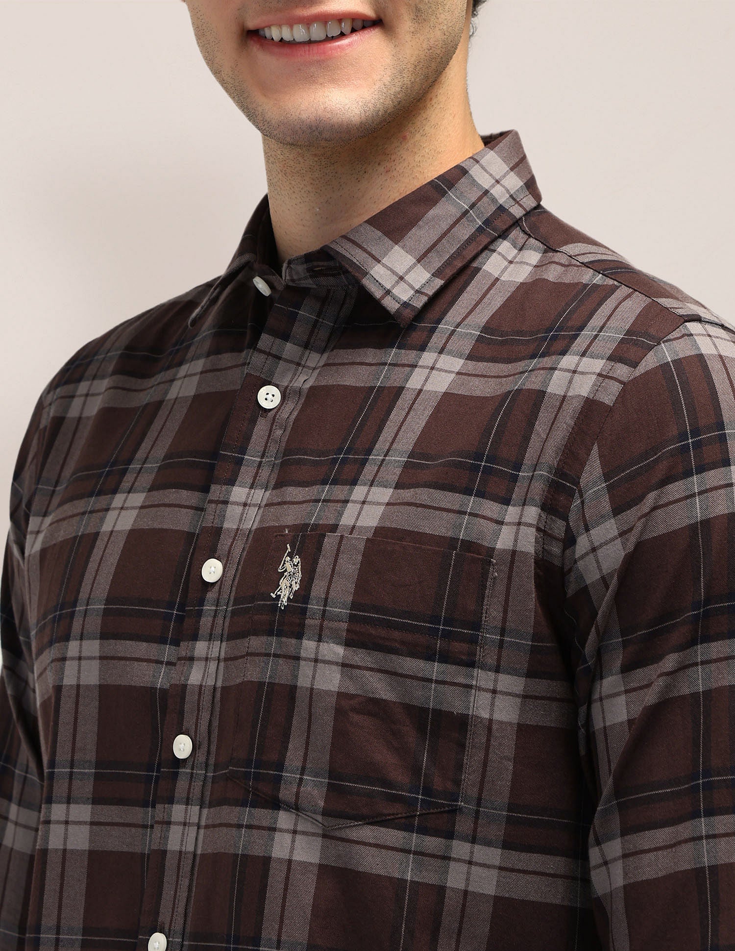 Tailored Fit Dobby Checked Shirt - Image 7